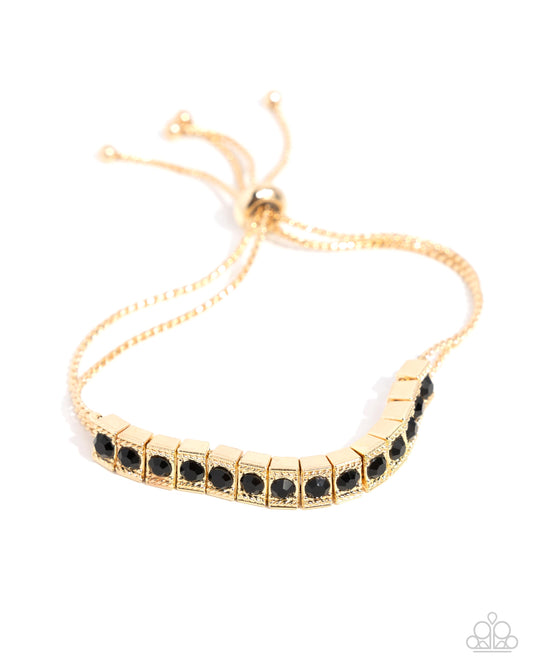 Dancing Decade - Black Rhinestones/Gold Fittings Paparazzi Urban Bracelet