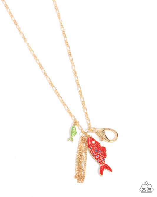 Marine Magic - Red/Green Fish Pendant Paparazzi LANYARD Necklace & matching earrings