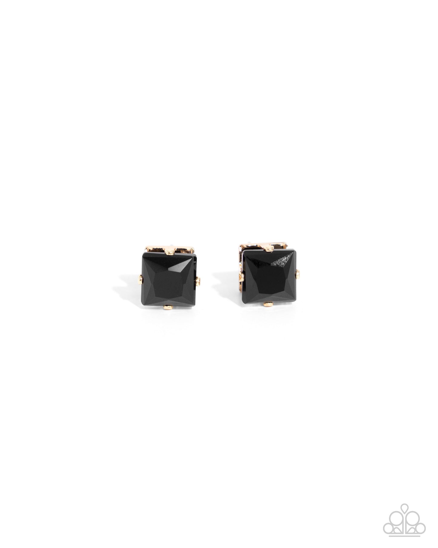 Squared Soprano - Black Faceted Square Gem Paparazzi Post Earrings