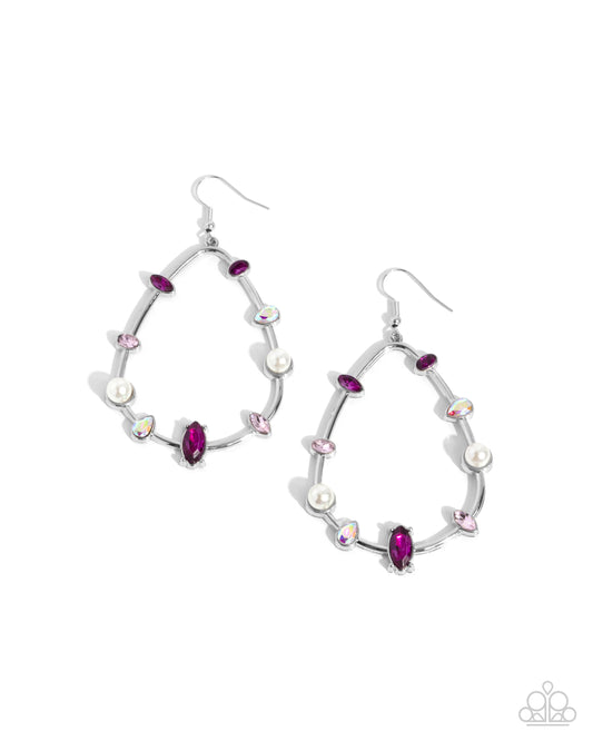 Dazzling Diversity - Pink, Multicolored, Iridescent Gems/White Pearls Paparazzi Earrings