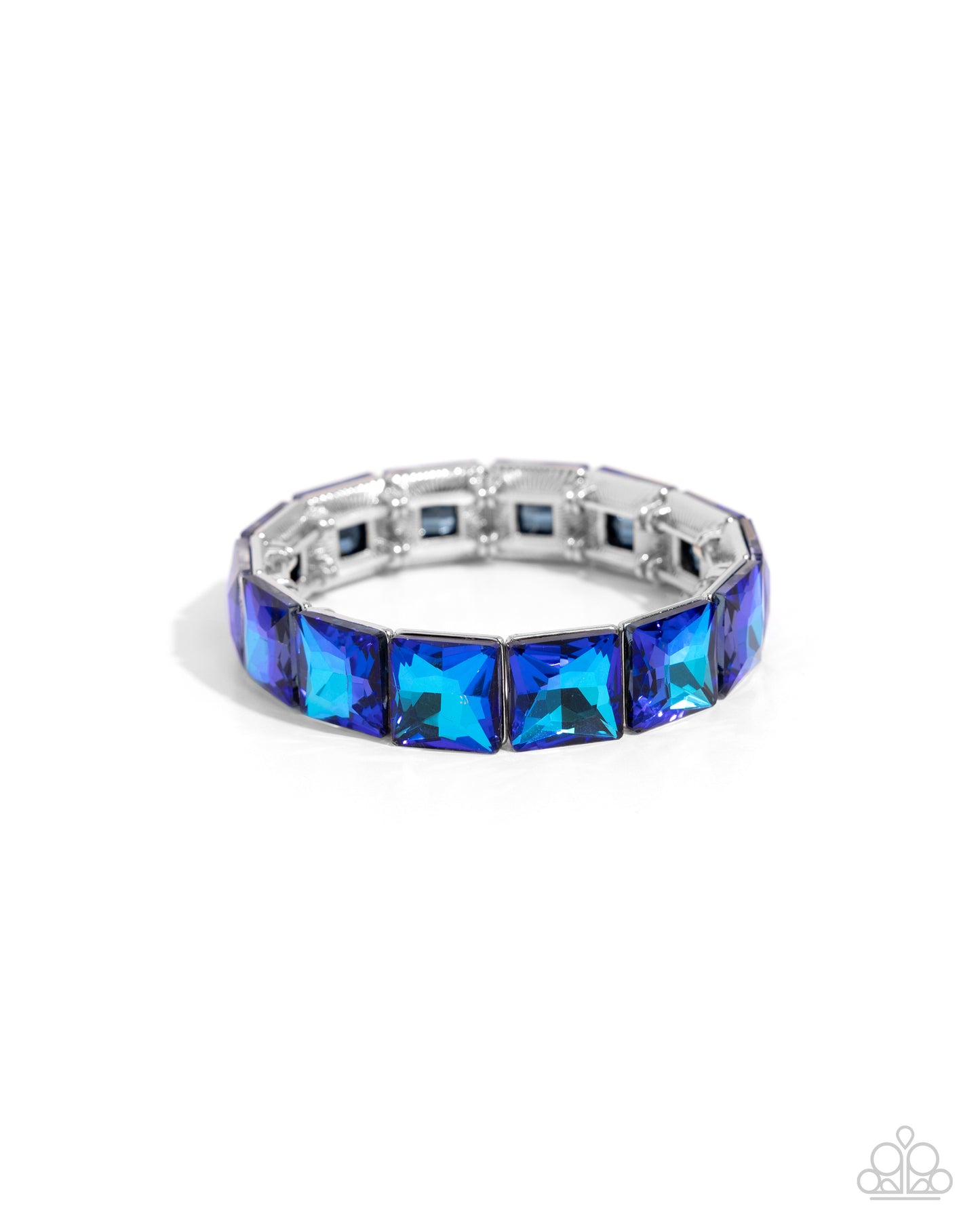 Upscale Funk - Blue Faceted Square Gems Paparazzi Stretch Bracelet