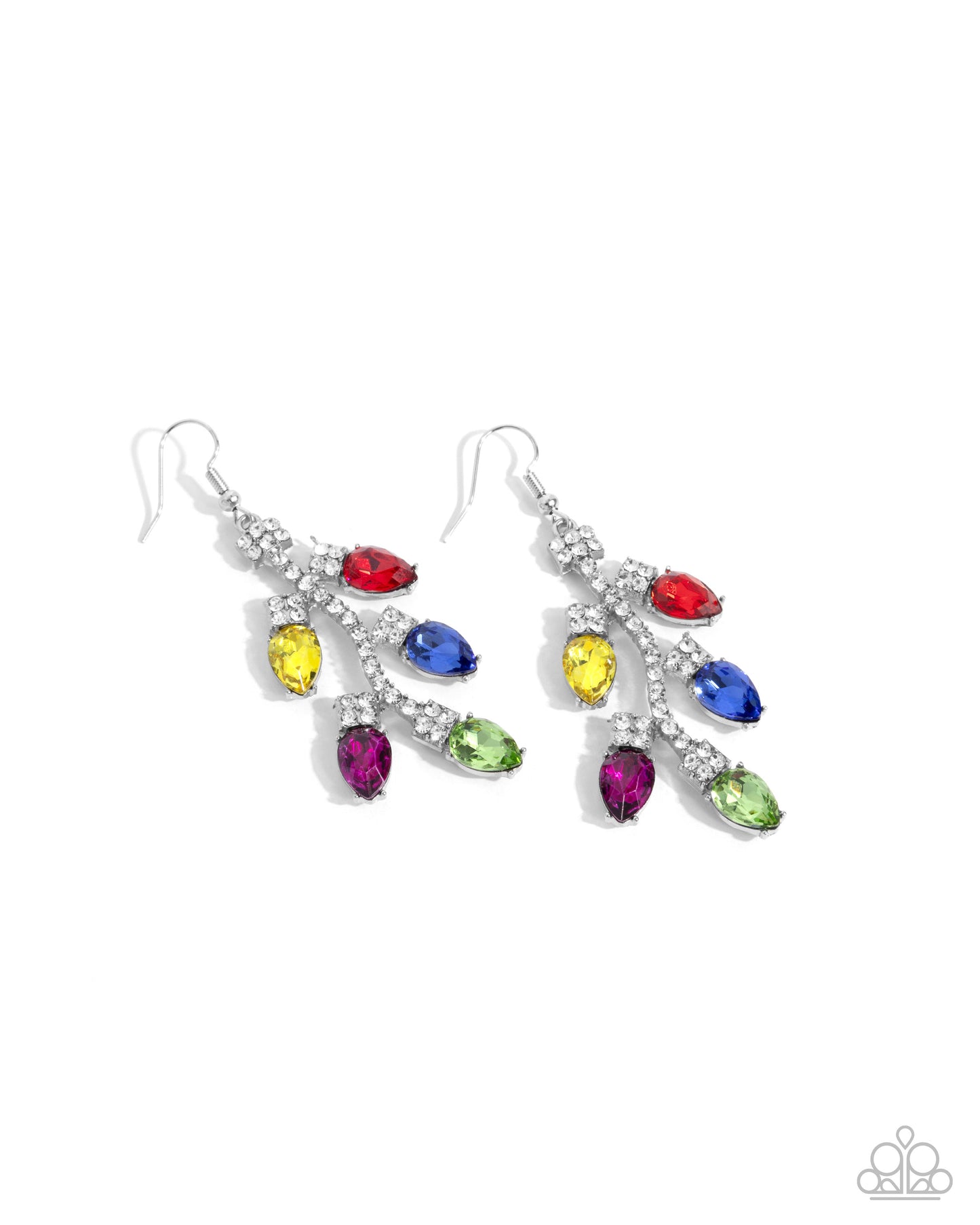 Christmas Lights - Multicolored Teardrop Gem "Lights" Paparazzi Earrings