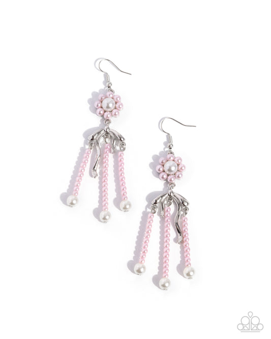 Unforgettable Umbrella - Pink Pearl Tassels Paparazzi Earrings