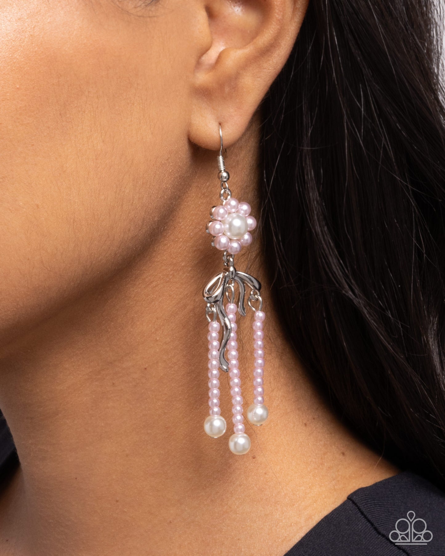 Unforgettable Umbrella - Pink Pearl Tassels Paparazzi Earrings