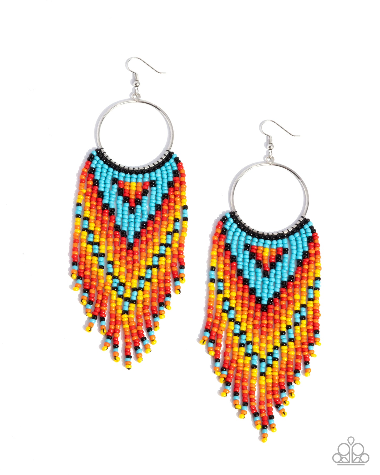 Waving the Banner - Multicolored Seed Bead Cascading Fringe Paparazzi Earrings