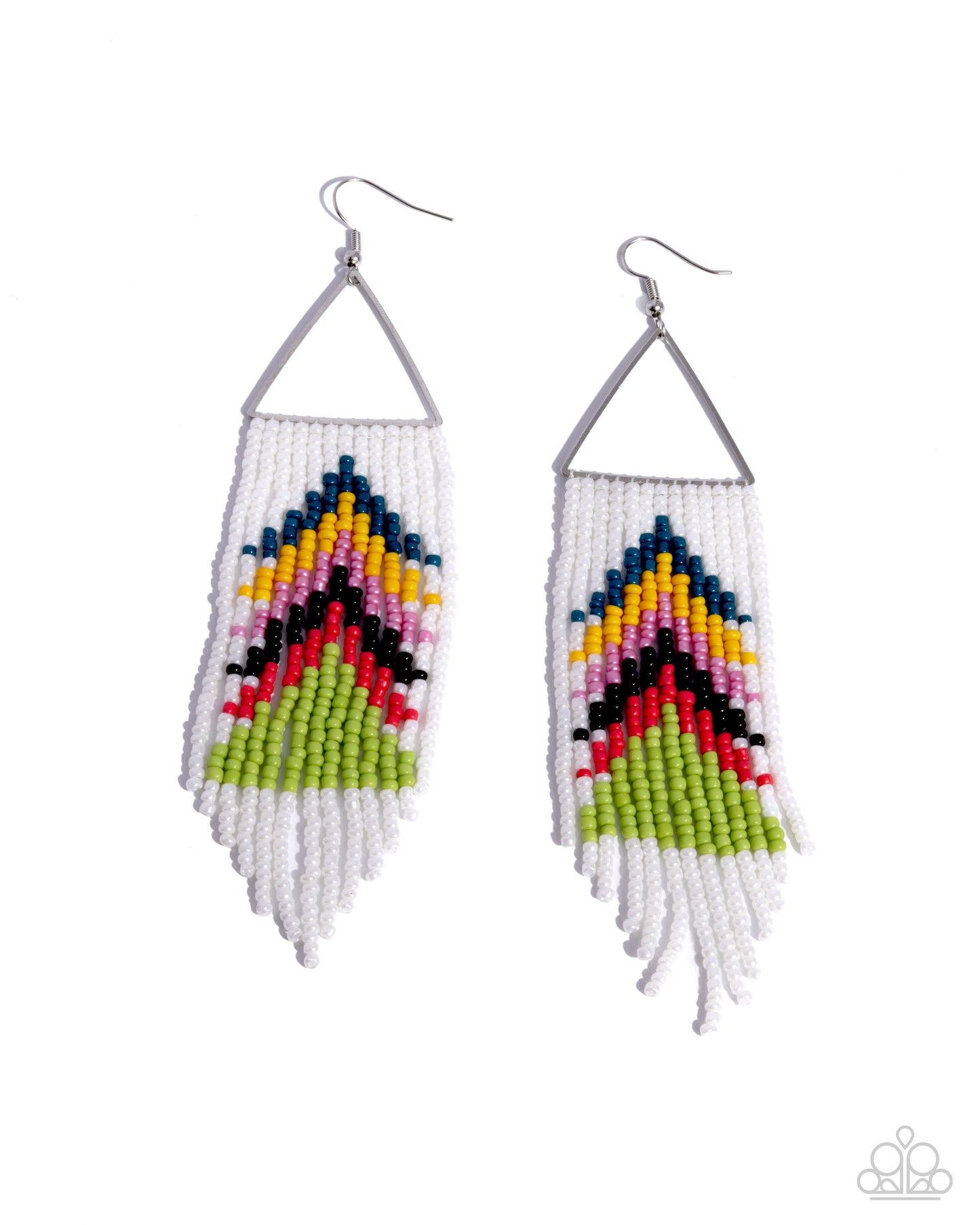Pointed Promotion - Multicolored Seed Bead Fringe Paparazzi Earrings