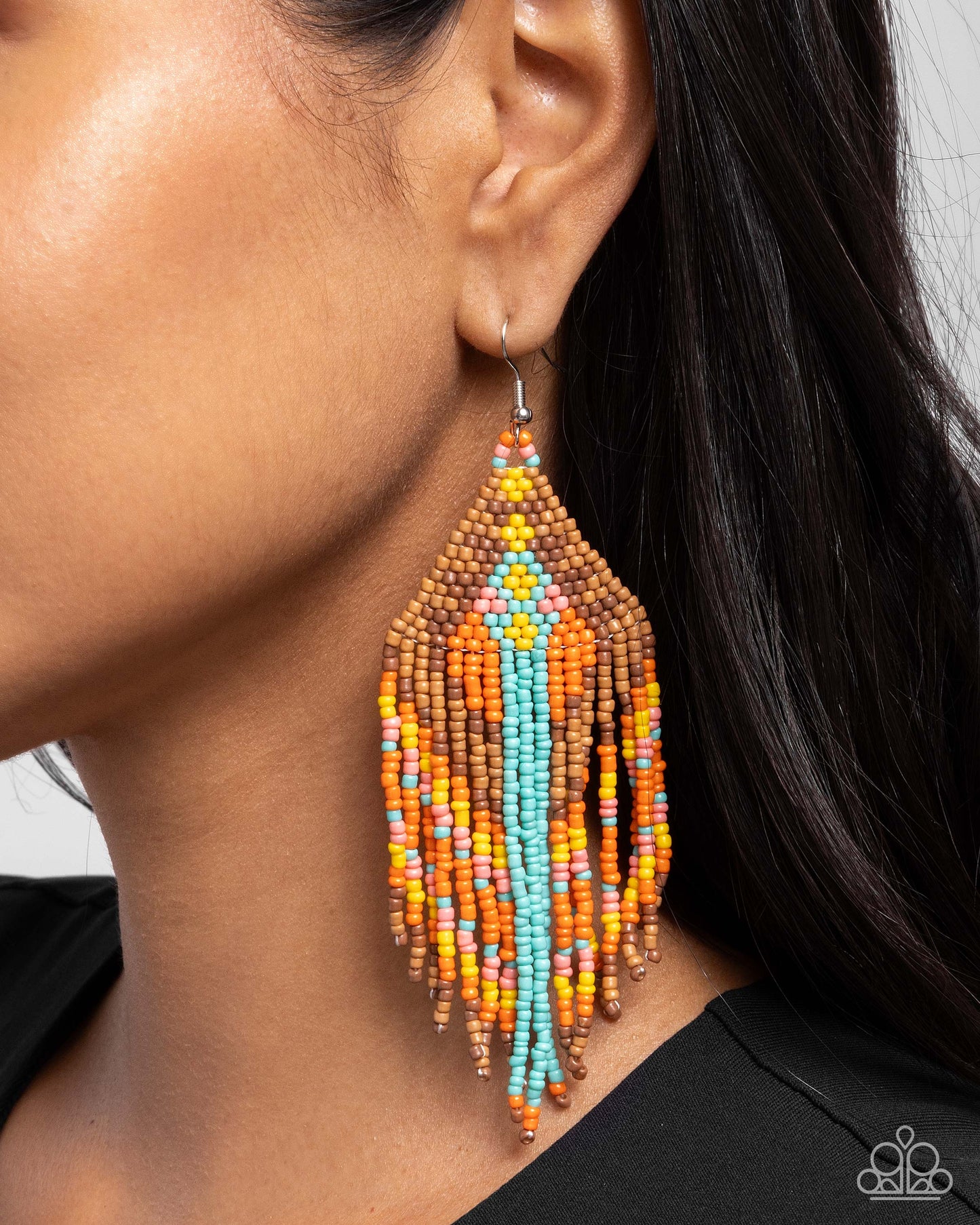 Paramount Pattern - Multicolored Seed Bead Tapestry-Inspired Paparazzi Earrings