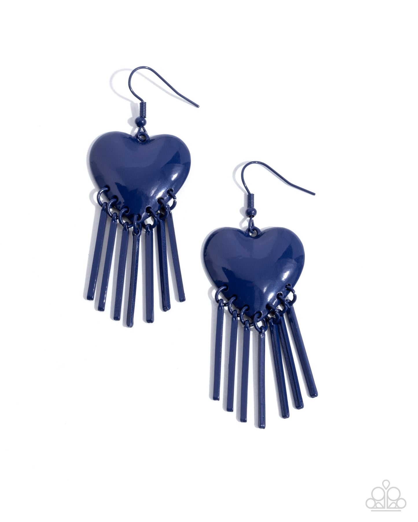 Flirty Fringe - Blue Heart & Blue Bar Fringe Paparazzi Earrings