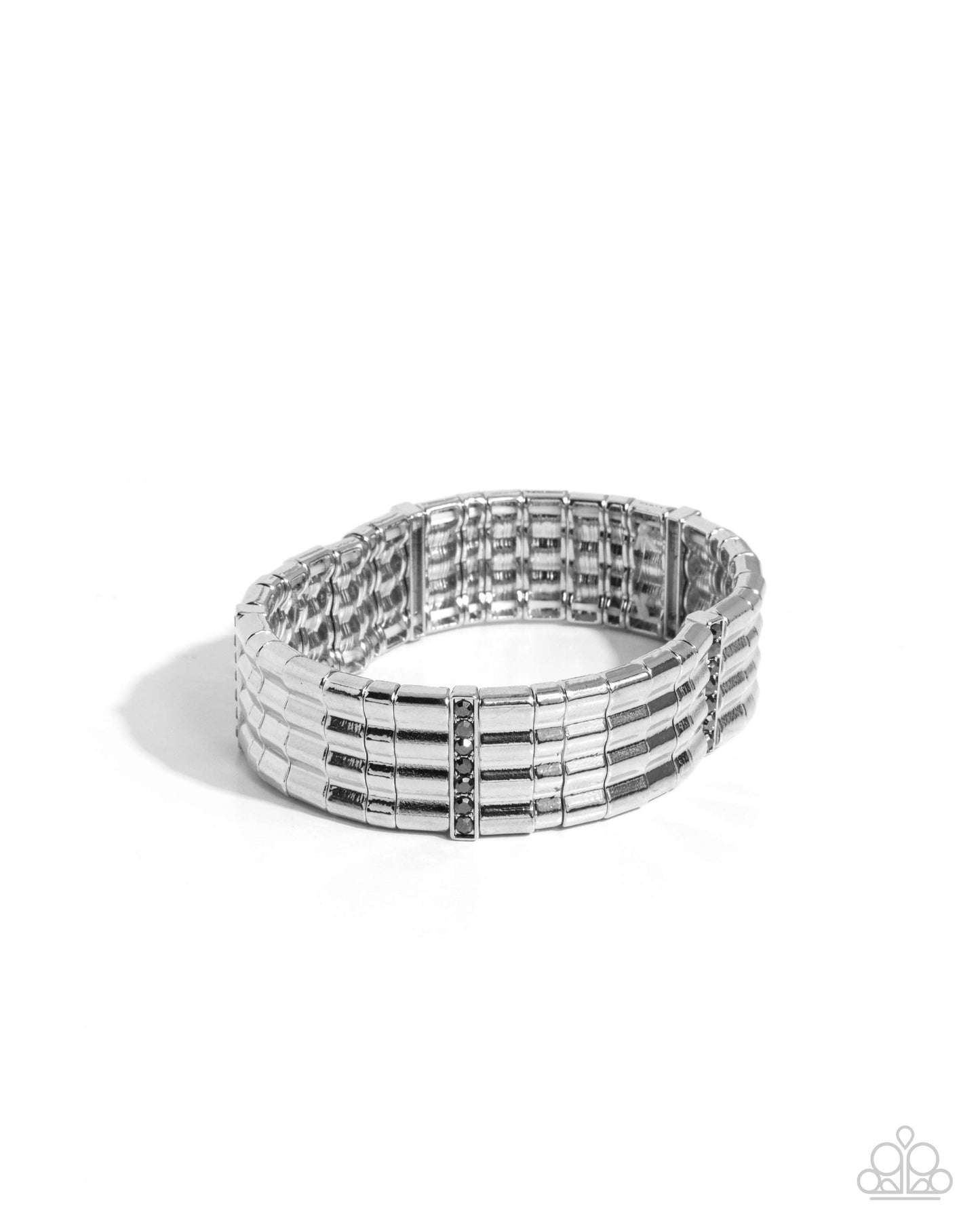 Glistening Getaway - Silver Sleek Bars Paparazzi Stretch Bracelet