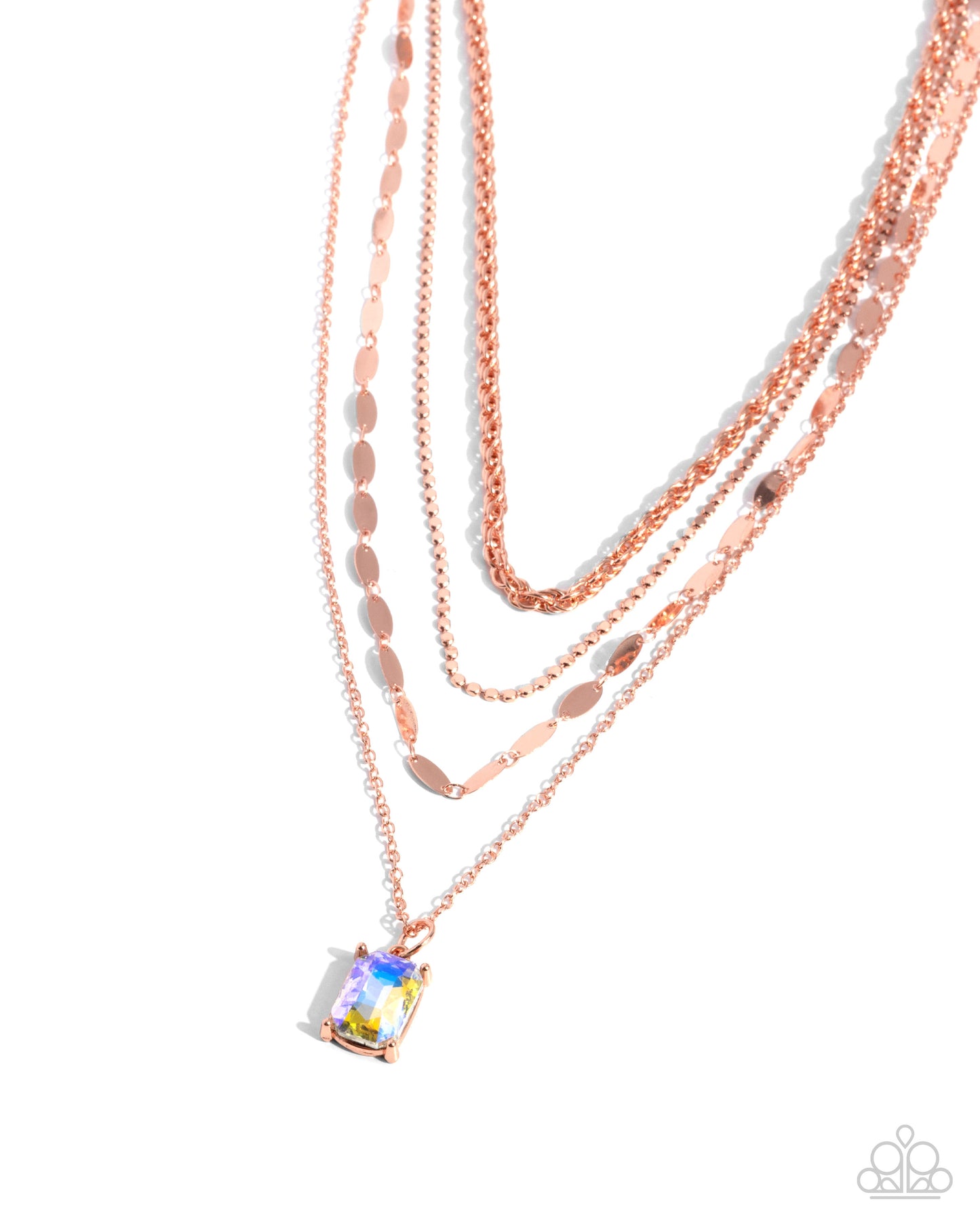 Partnership Promise - Copper Mismatched Chains/UV Gem Paparazzi Necklace & matching earrings