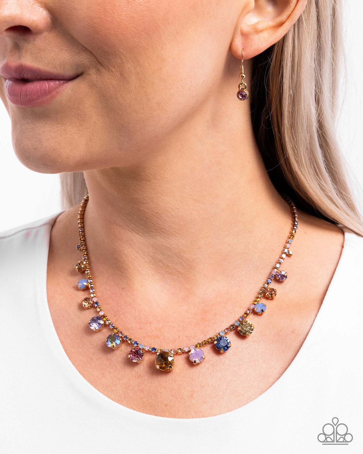Colorful Countess - Multicolored Rhinestones/Multicolored Gems Paparazzi Necklace & matching earrings