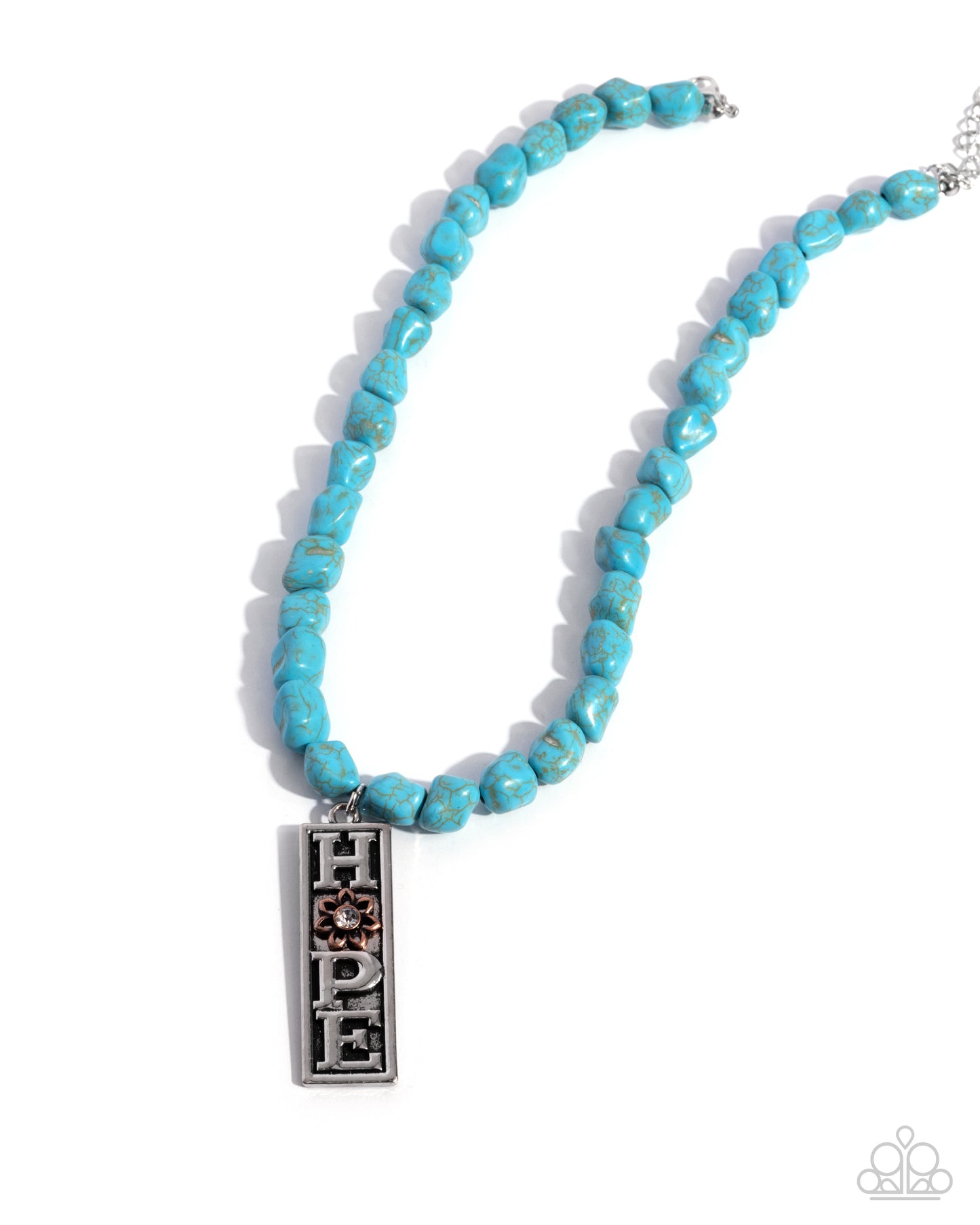 Hopeful Headline - Blue/Turquoise Stones/"HOPE" Pendant Paparazzi Necklace & matching earrings