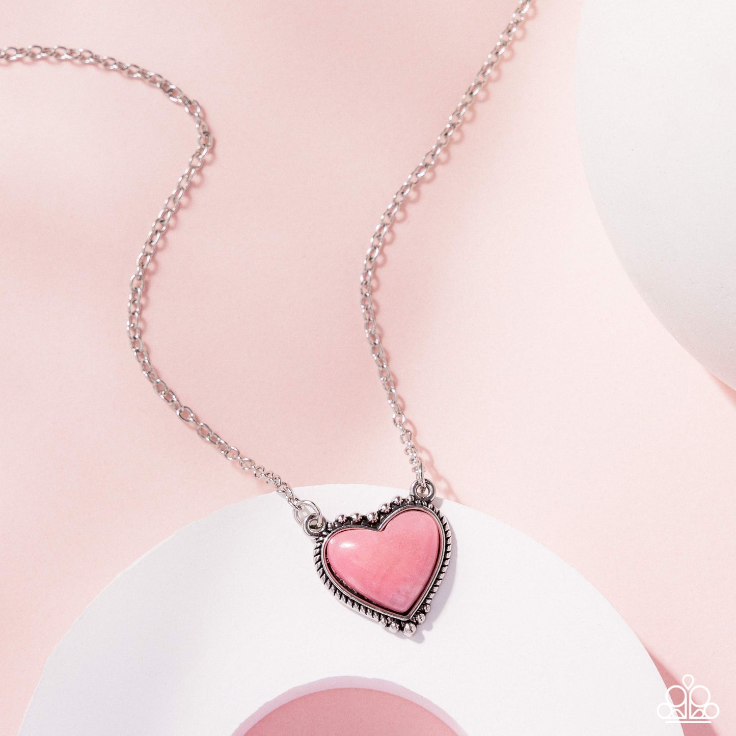 Earthy Eternity - Pink Rose Quartz Heart Pendant Paparazzi Necklace & matching earrings