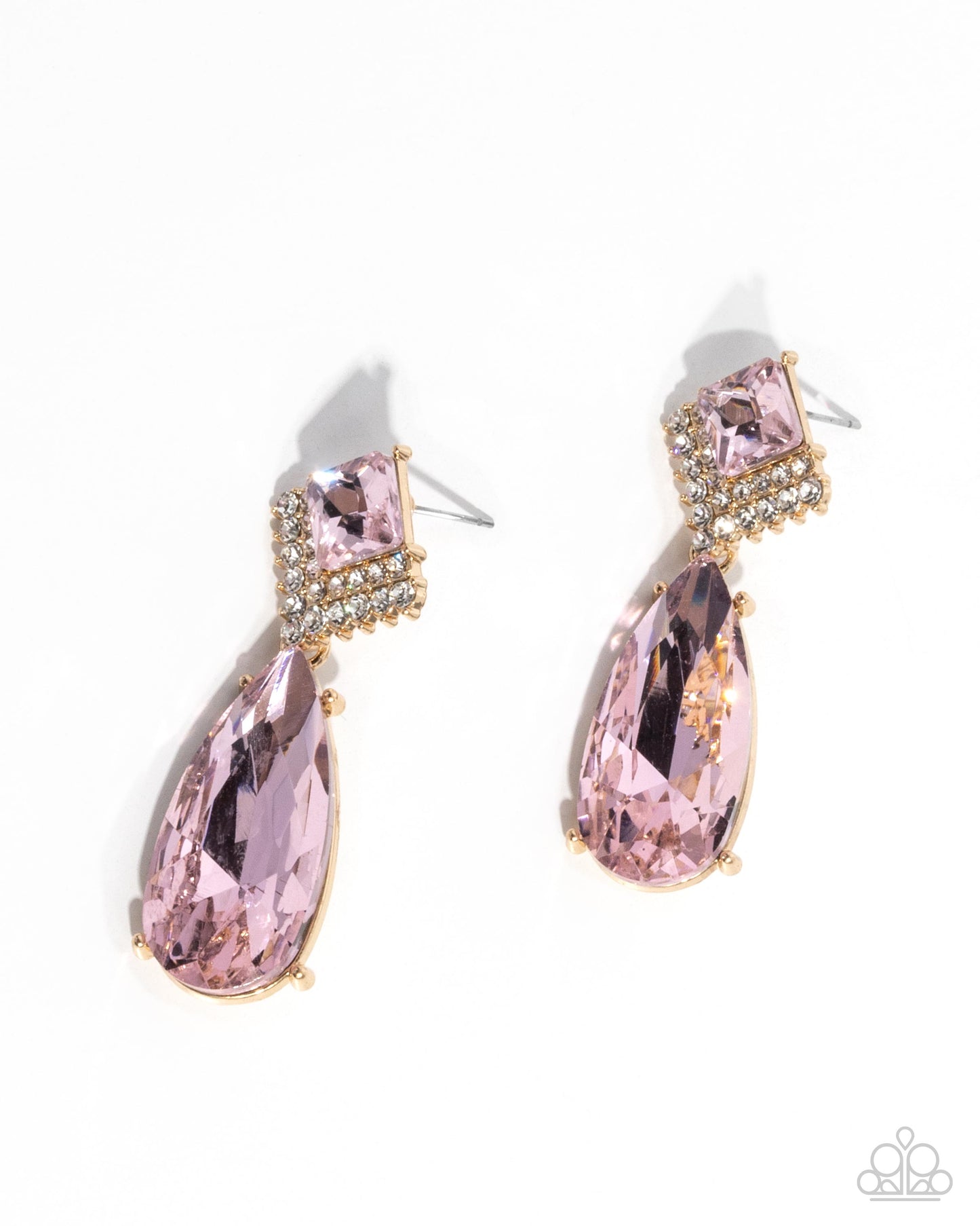 Diamond Life - Pink Gems & White Rhinestone Paparazzi Earrings