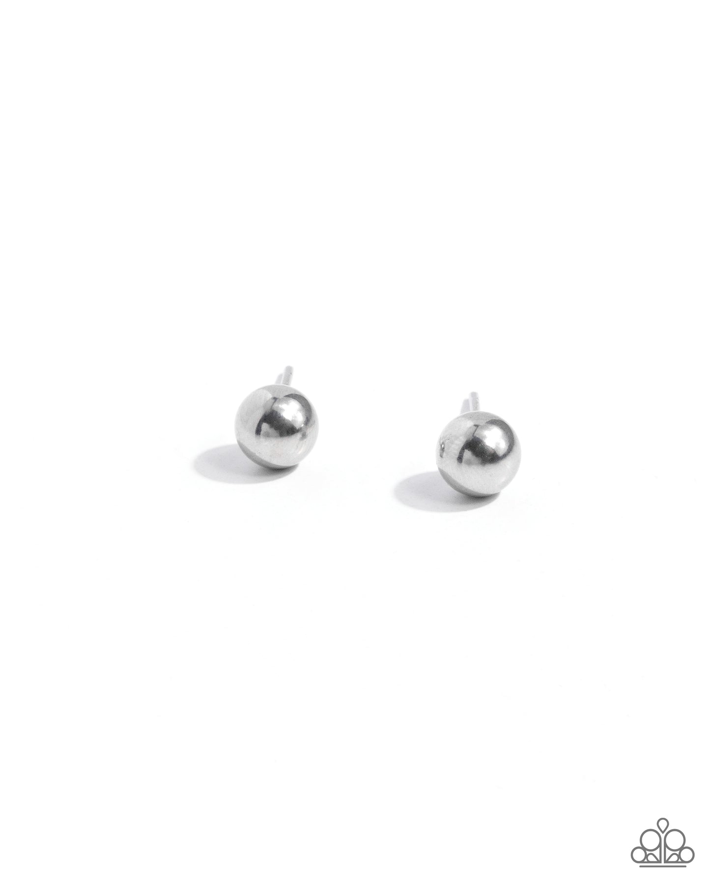 Stainless Statement - Silver Stainless Steel Bead Paparazzi Post Earrings