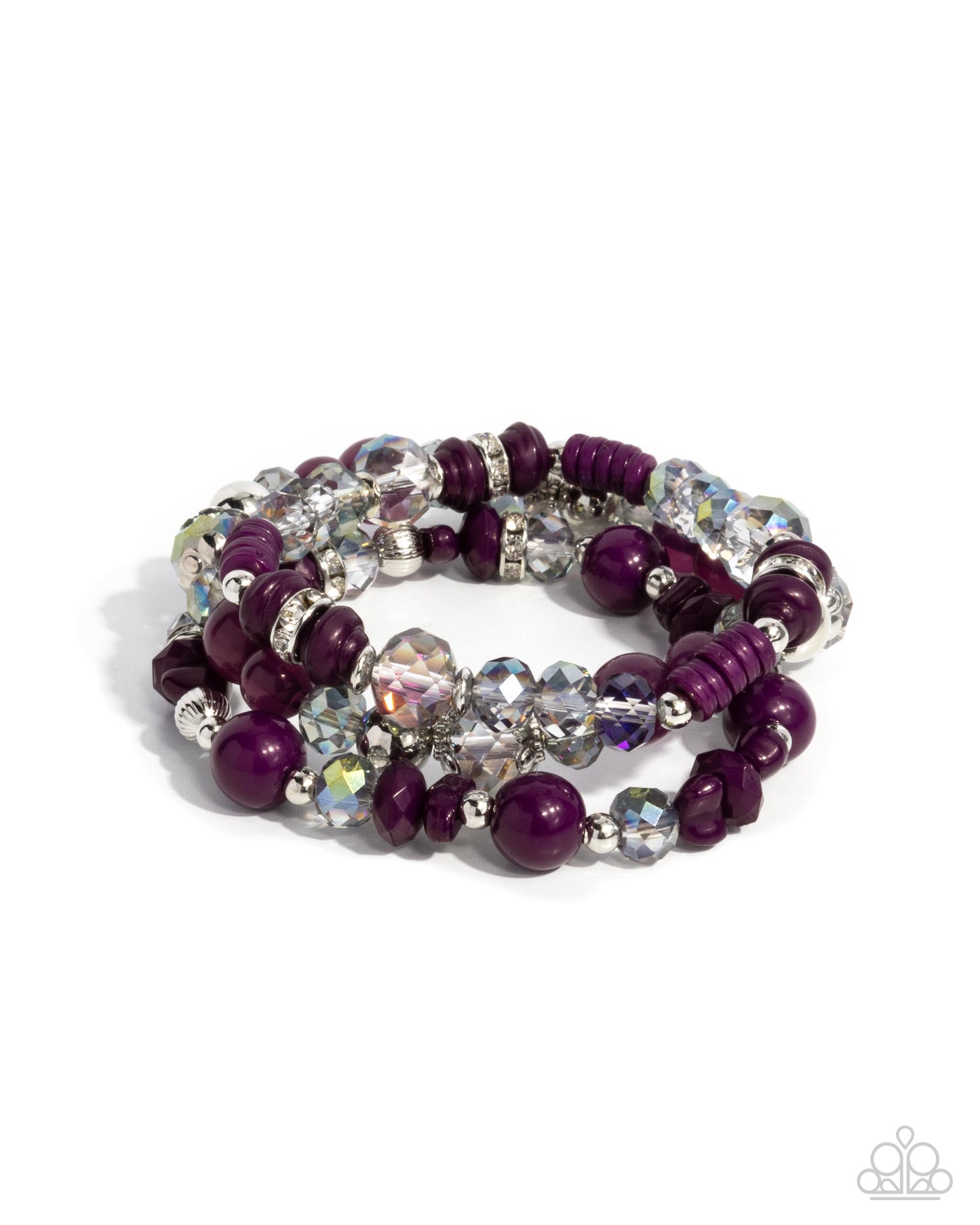 Complimentary Chic - Purple & Iridescent Beaded Set of 3 Paparazzi Stretch Bracelets