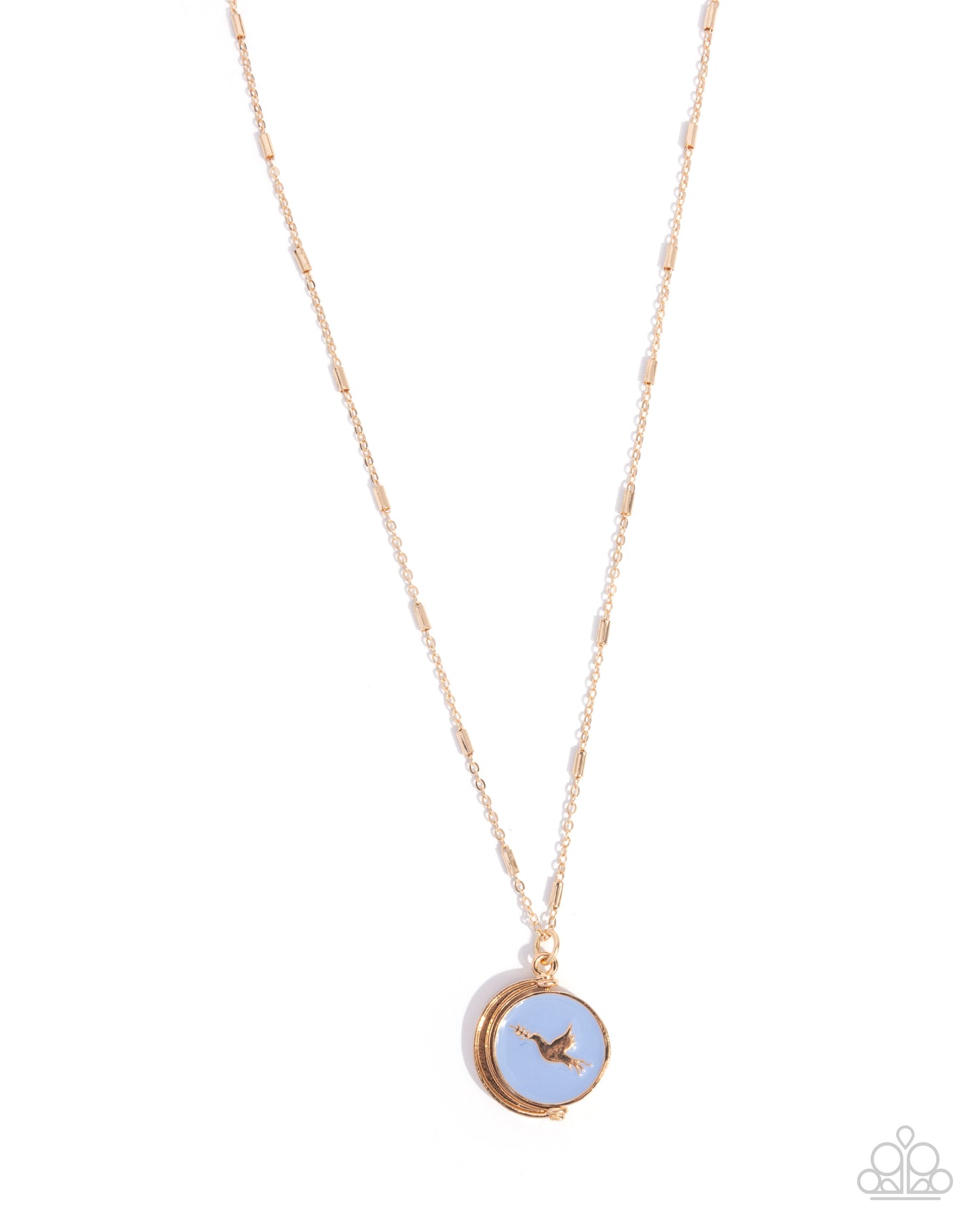 Hopeful Story - Gold Dainty Chain/Circular Rotating Pendant Paparazzi Necklace & matching earrings