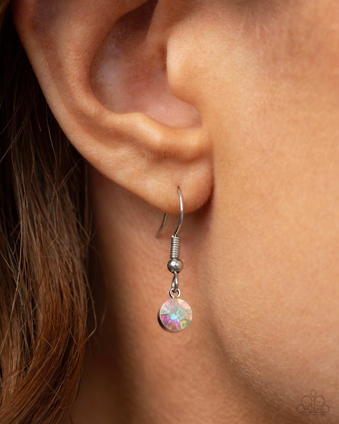 Medemoi-Shell - Orange/Silver/Iridescent Rhinestone Flower Pendant Necklace, Ring, & matching earrings