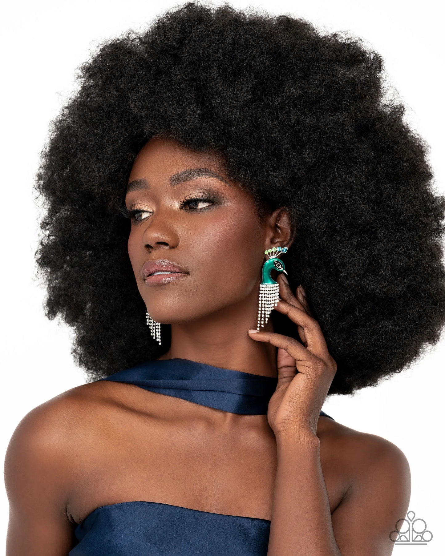 Pampered Peacock - Multicolored Gems/White Rhinestone Fringe Paparazzi Earrings