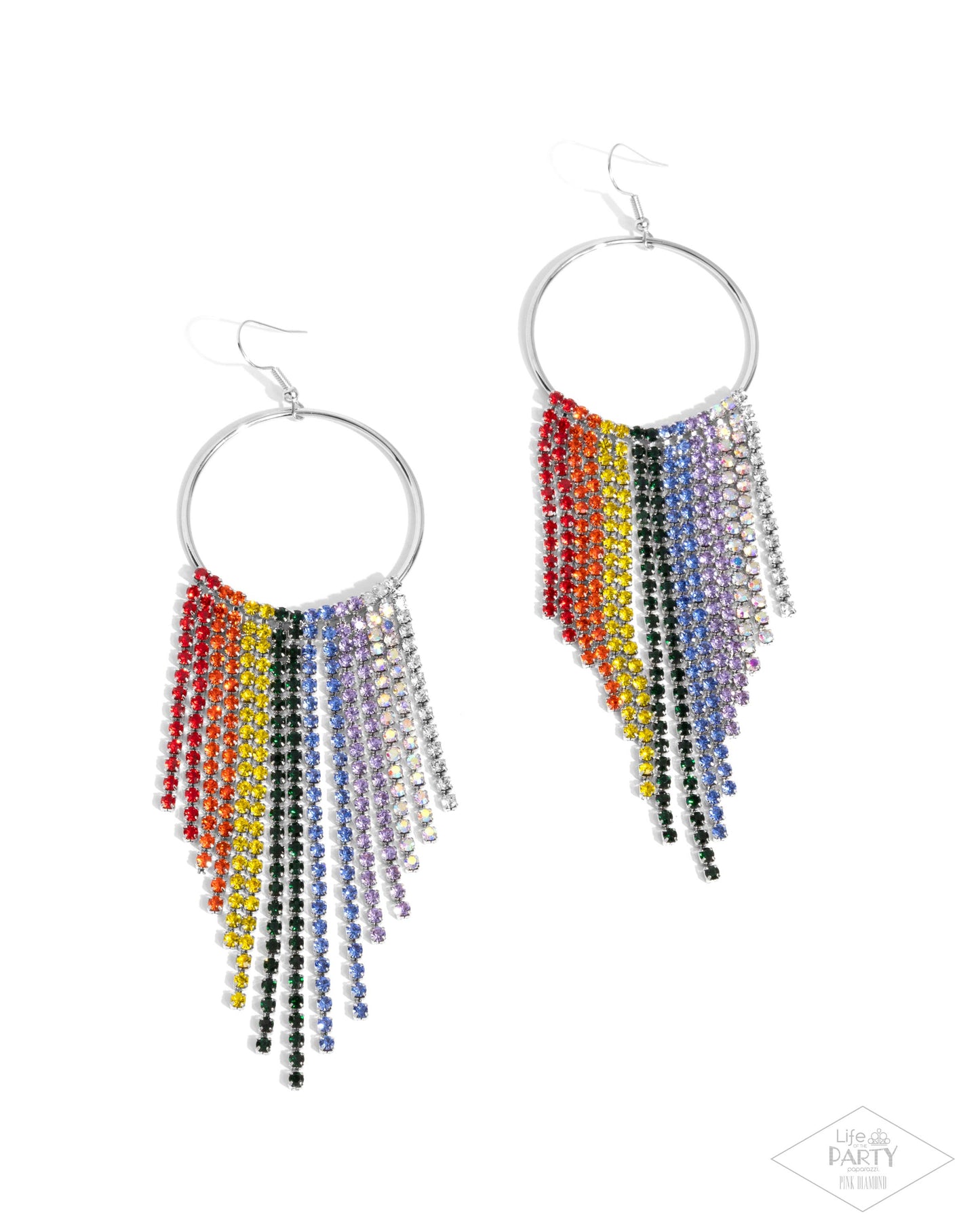 Streamlined Shimmer - Multicolored Rainbow Rhinestone Tassels Paparazzi Earrings