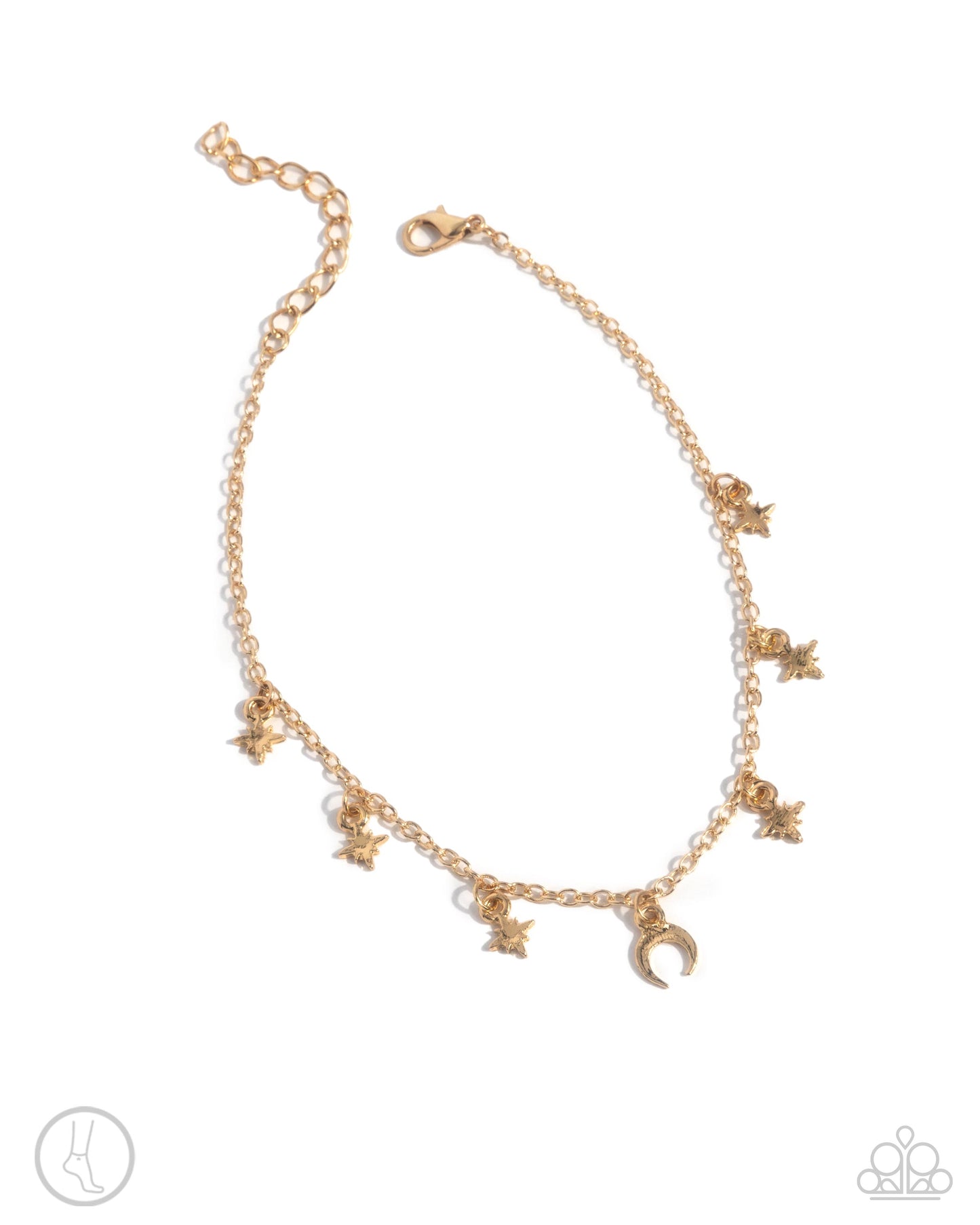 Stargazing Night - Gold Stars & Moon Charms Paparazzi Anklet