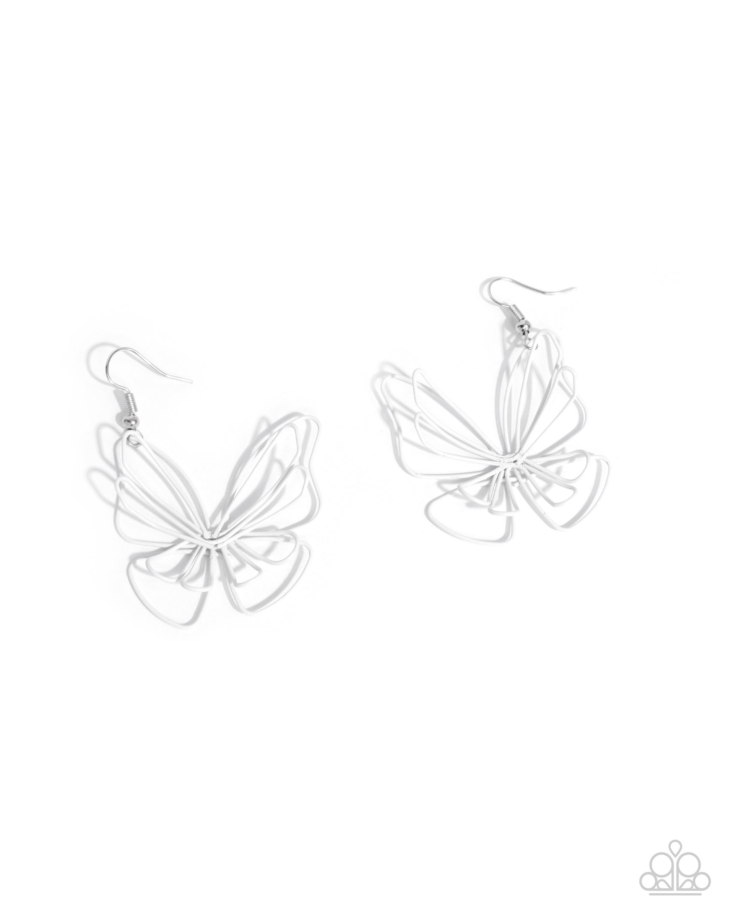 Rebirthed Radiance - White Butterfly Silhouettes Paparazzi Earrings