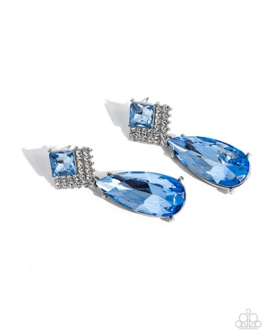 Diamond Life - Blue Gems & White Rhinestones Paparazzi Earrings