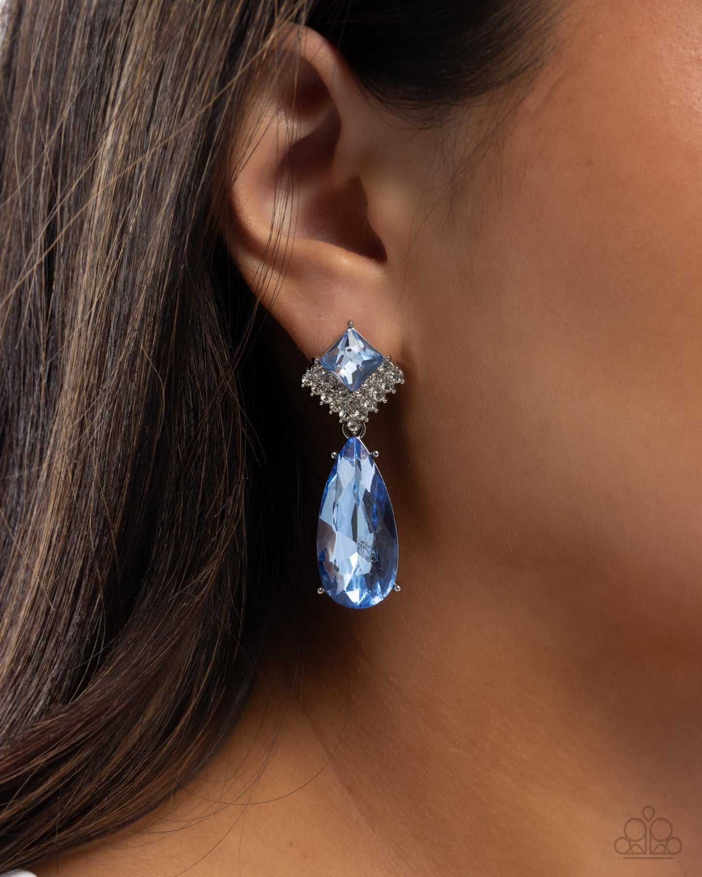 Diamond Life - Blue Gems & White Rhinestones Paparazzi Earrings