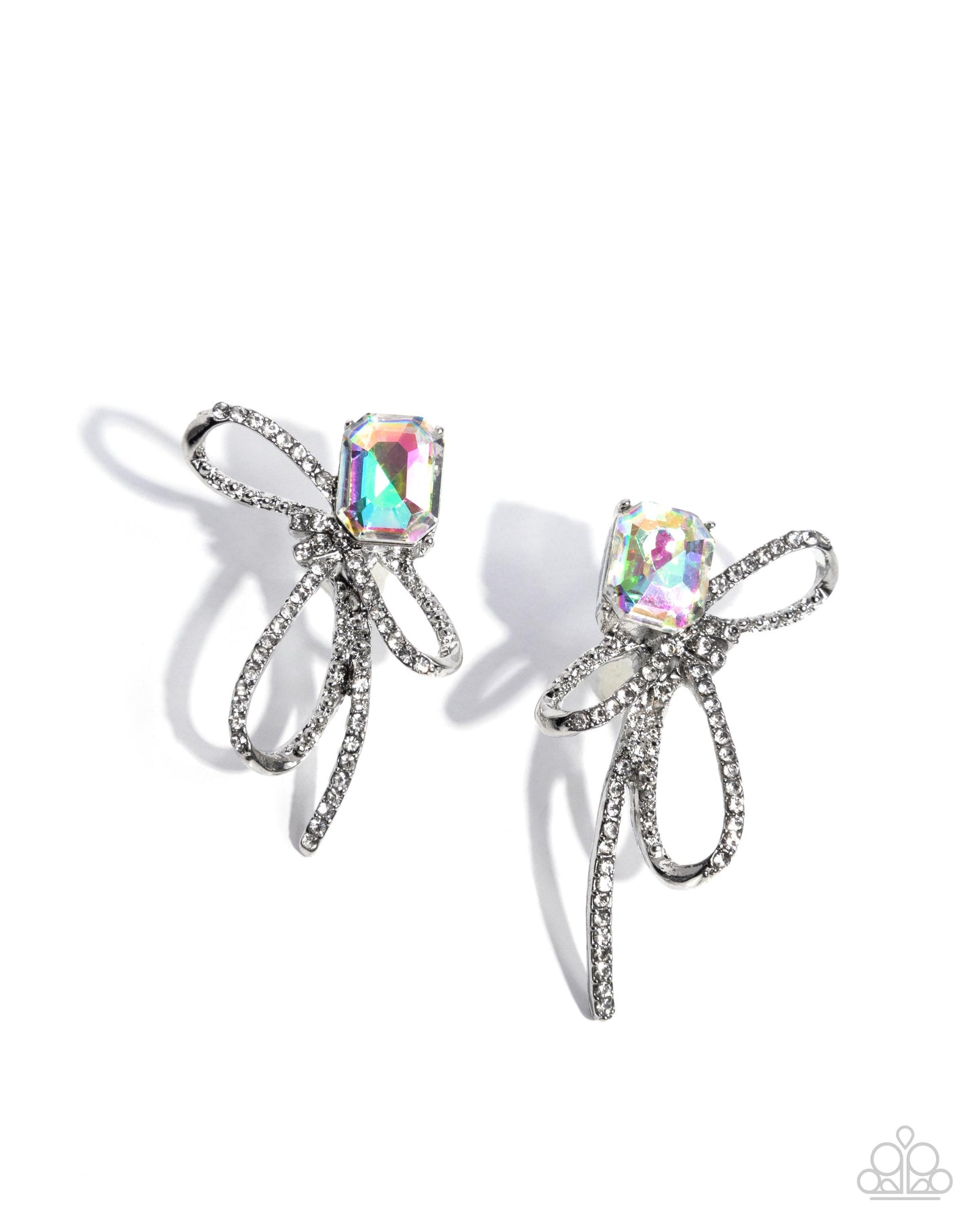 Positively Radiant - Multicolored UV Gem/White Rhinestone Embellished Silver Loop Paparazzi Earrings