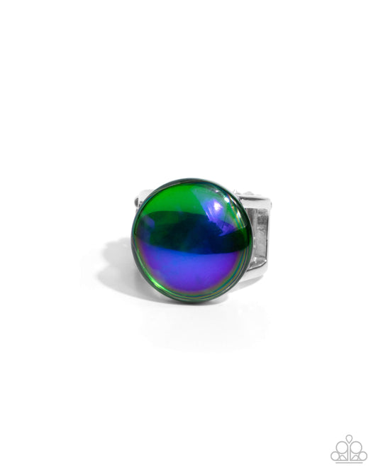 Colorful Cantata - Green To Blue Slips Effect Glass Bead Paparazzi Ring