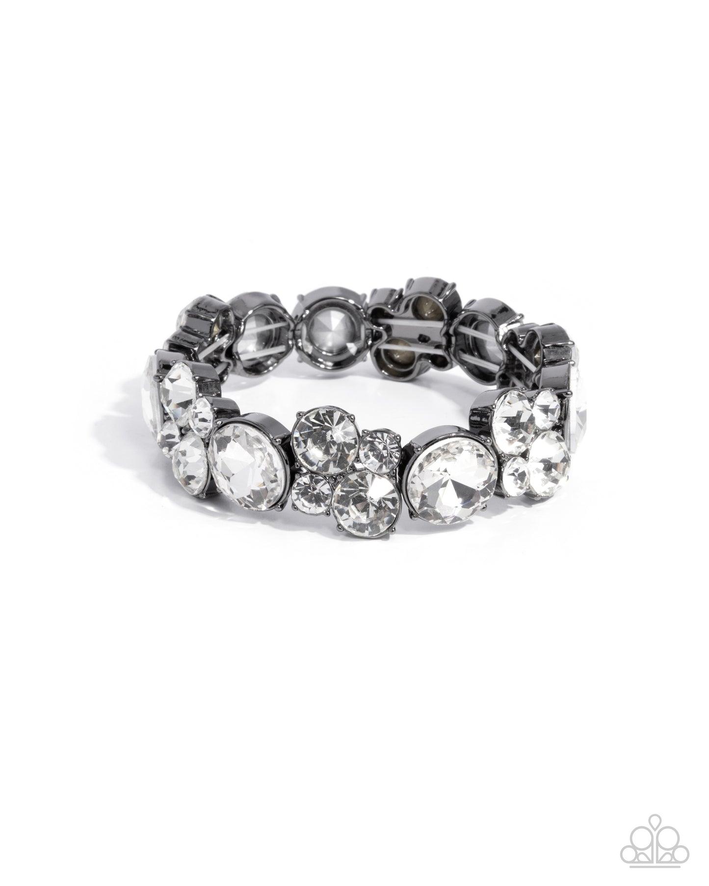 Standout Style - Gunmetal Fittings/Faceted White Gems Paparazzi Stretch Bracelet