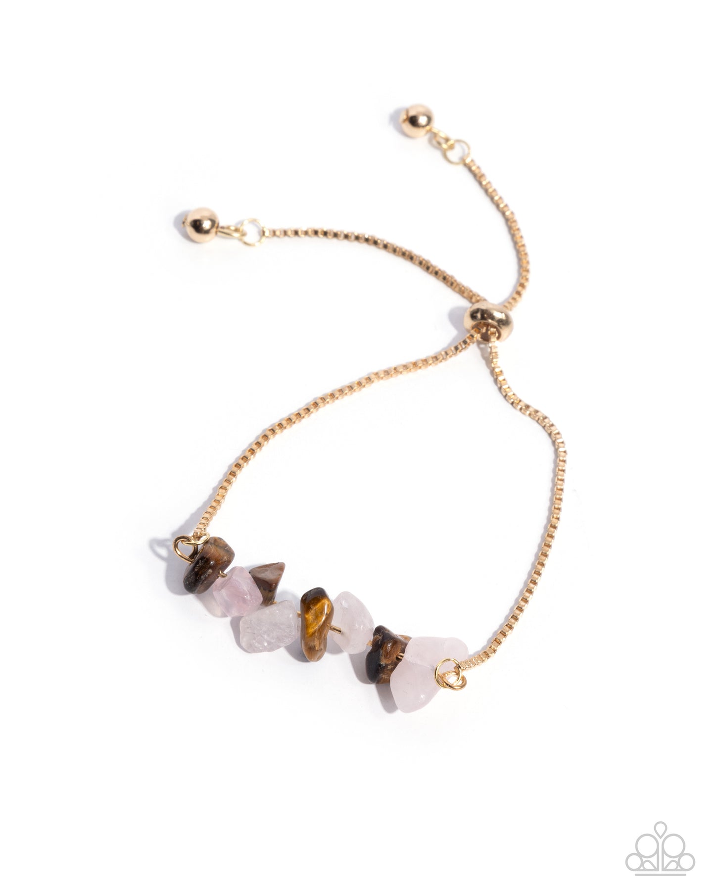Conquering Canyon - Brown Tiger's Eye & Rose Quartz Stones/Gold Chain Paparazzi Bracelet