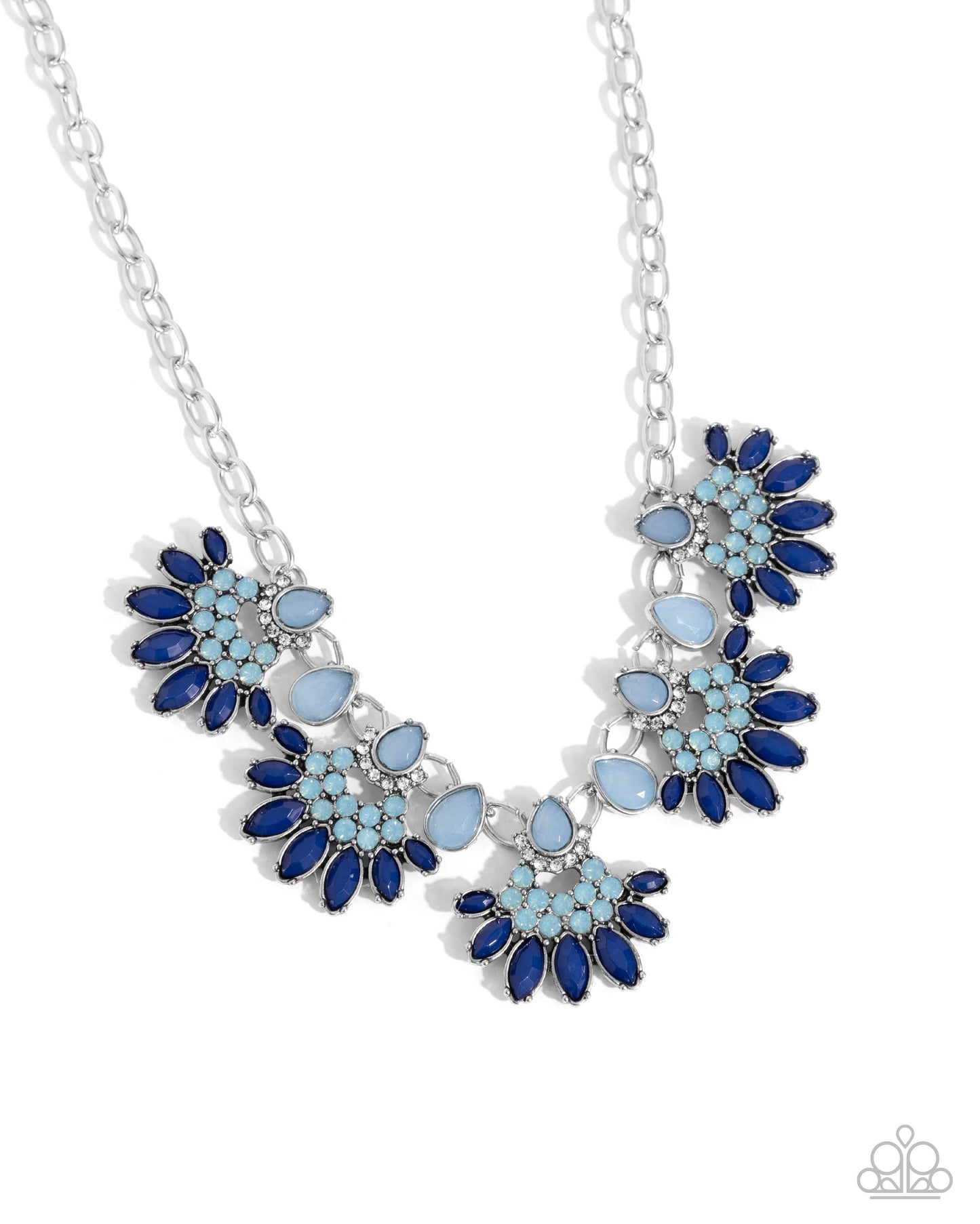 Flawless Fringe - Blue Gem Clusters Paparazzi Necklace & matching earrings