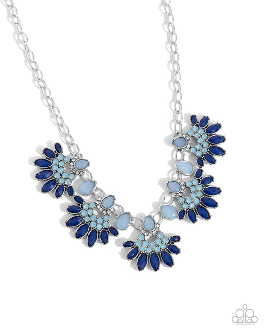 Flawless Fringe - Blue Gem Clusters Paparazzi Necklace & matching earrings