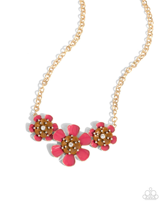 Botanic Beginner Complete Set - Brown/Pink Flowers Paparazzi Necklace, Bracelet, & matching earrings