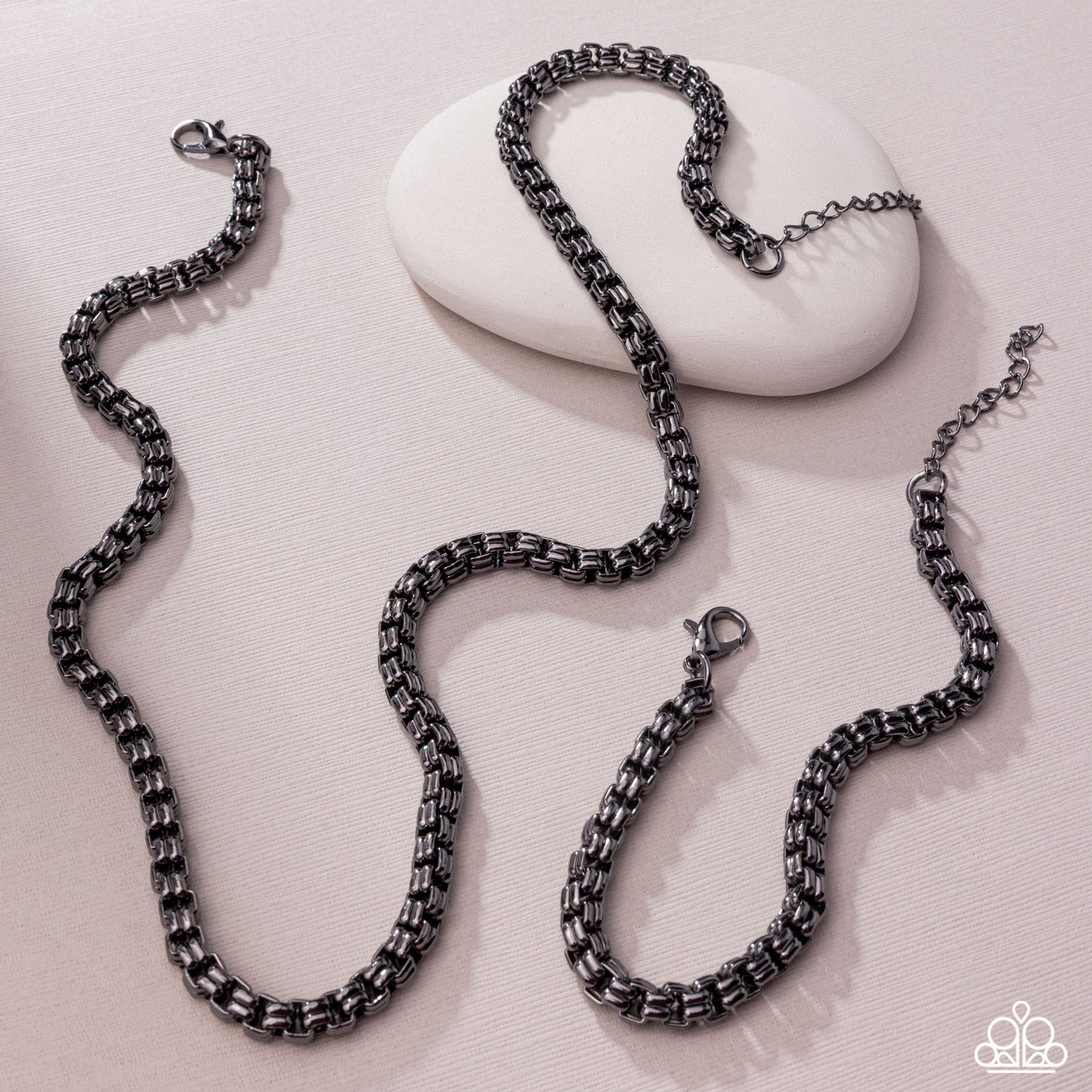 Alternative Appeal - Gunmetal Box Chain Necklace & Matching Bracelet