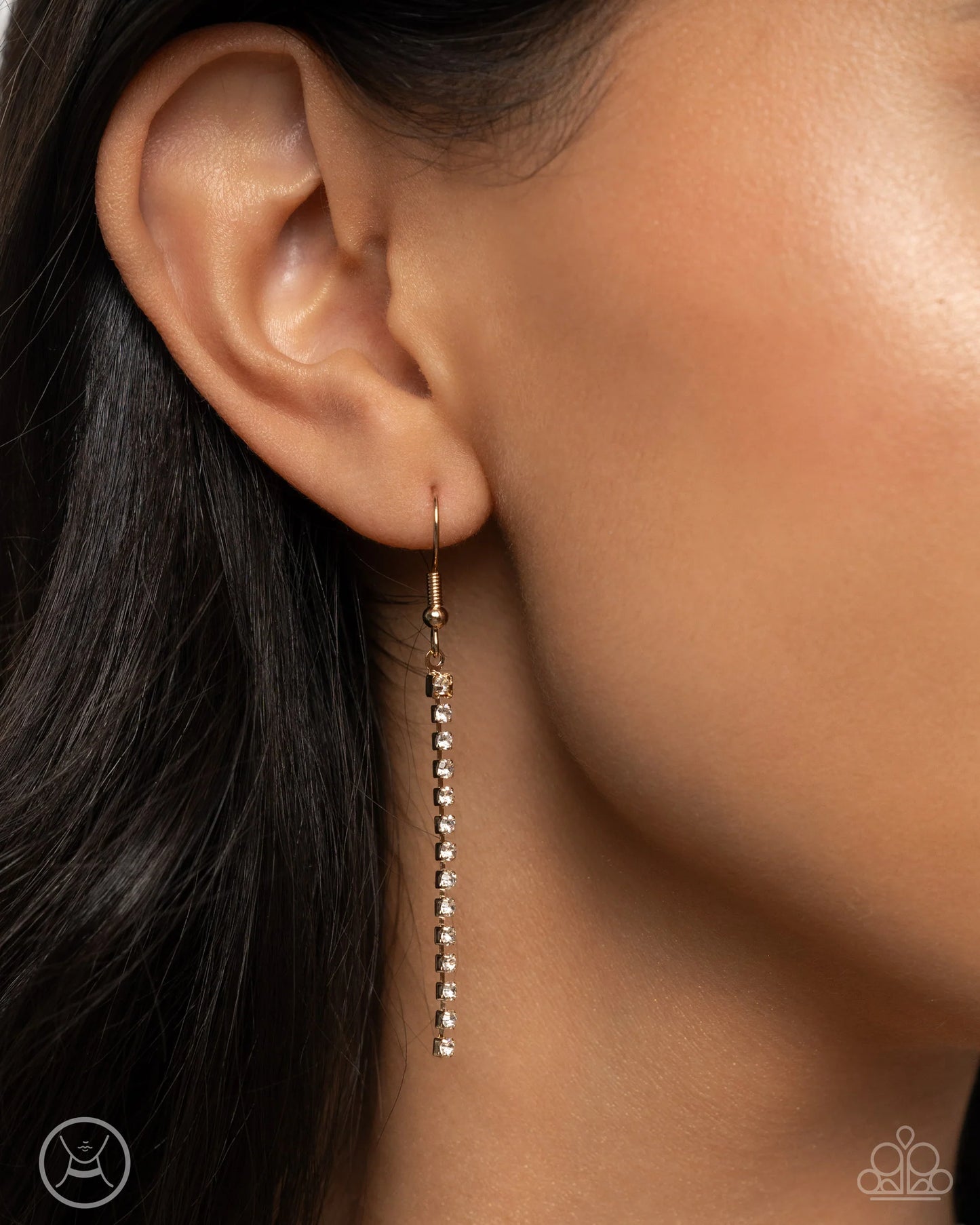 Dapper Complete Set - Gold Fittings/White Rhinestone Bow Paparazzi Necklace, matching earrings, & Bracelet