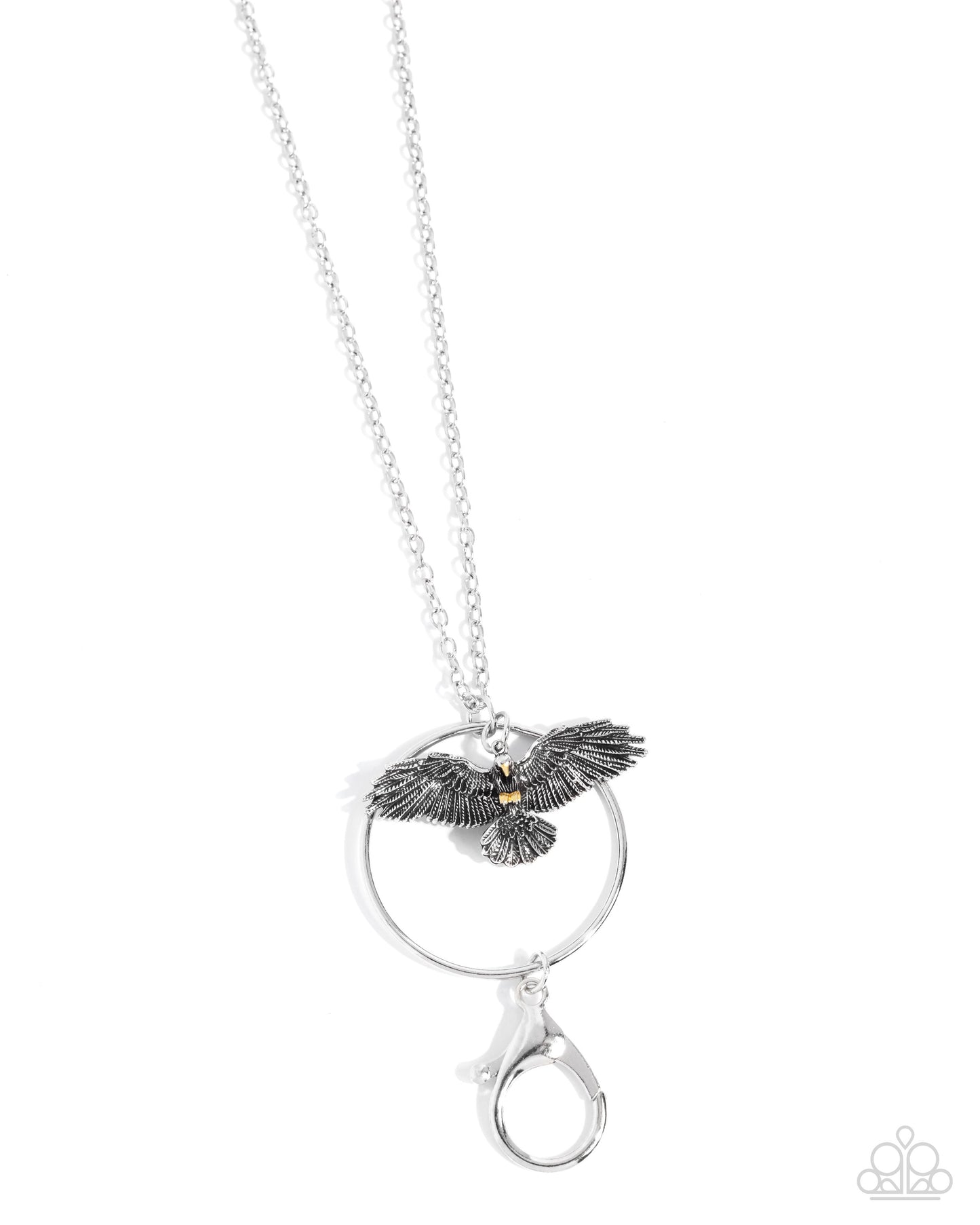 Exemplary Eagle - Silver Eagle Pendant Paparazzi LANYARD Necklace & matching earrings