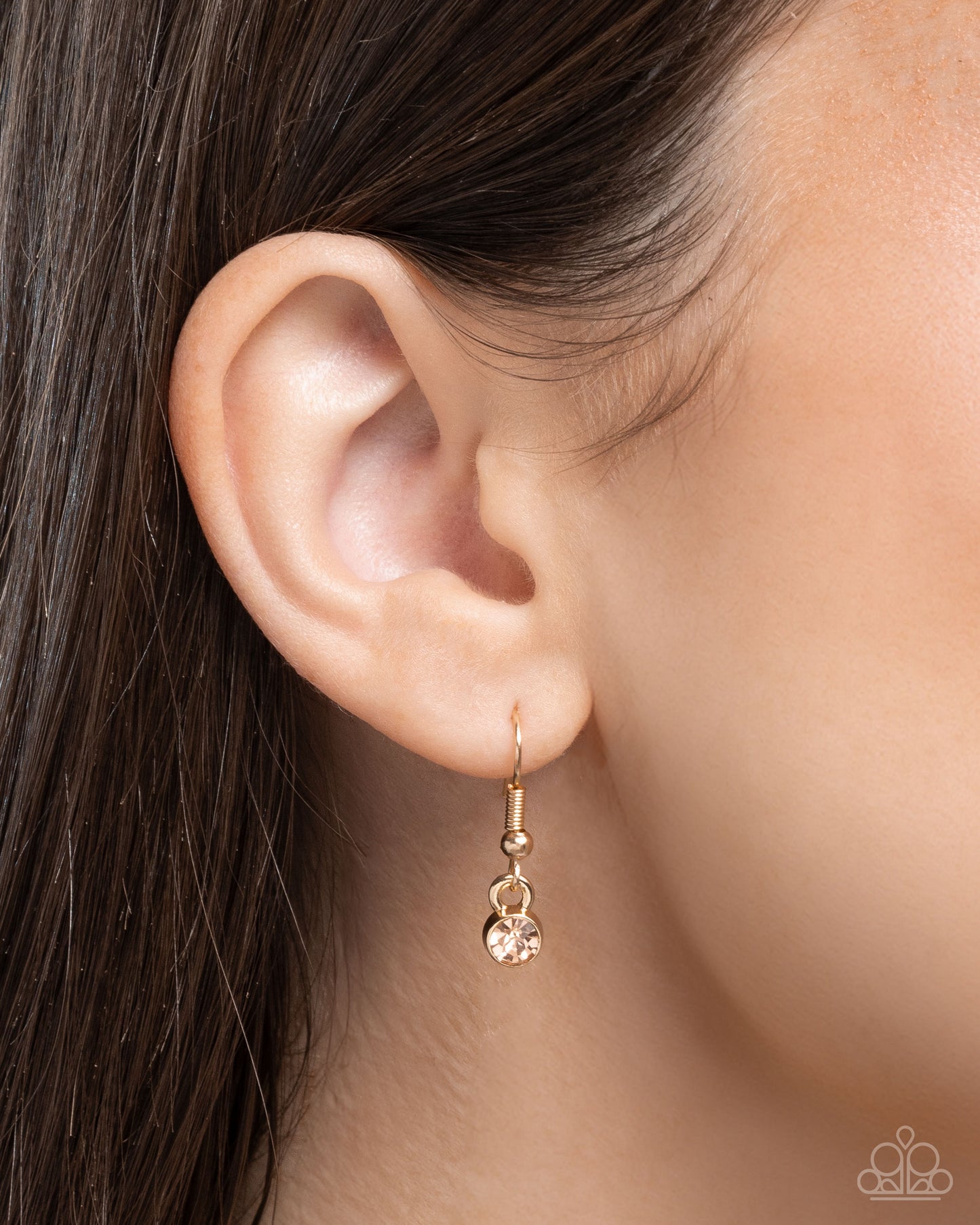 Embellished Effort - Gold Circle/Iridescent Rhinestone Star Paparazzi LANYARD Necklace & matching earrings