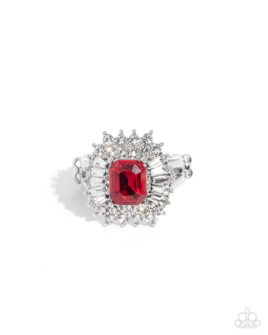 Promising Potential - Red & White Gems Paparazzi Ring