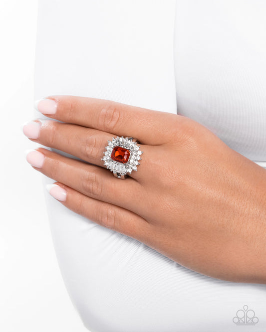 Promising Potential - Red & White Gems Paparazzi Ring