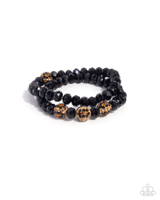 Speckled Sentiment - Black Faceted Beads/Leopard Rhinestone Beads Paparazzi Set of 2 Bracelets