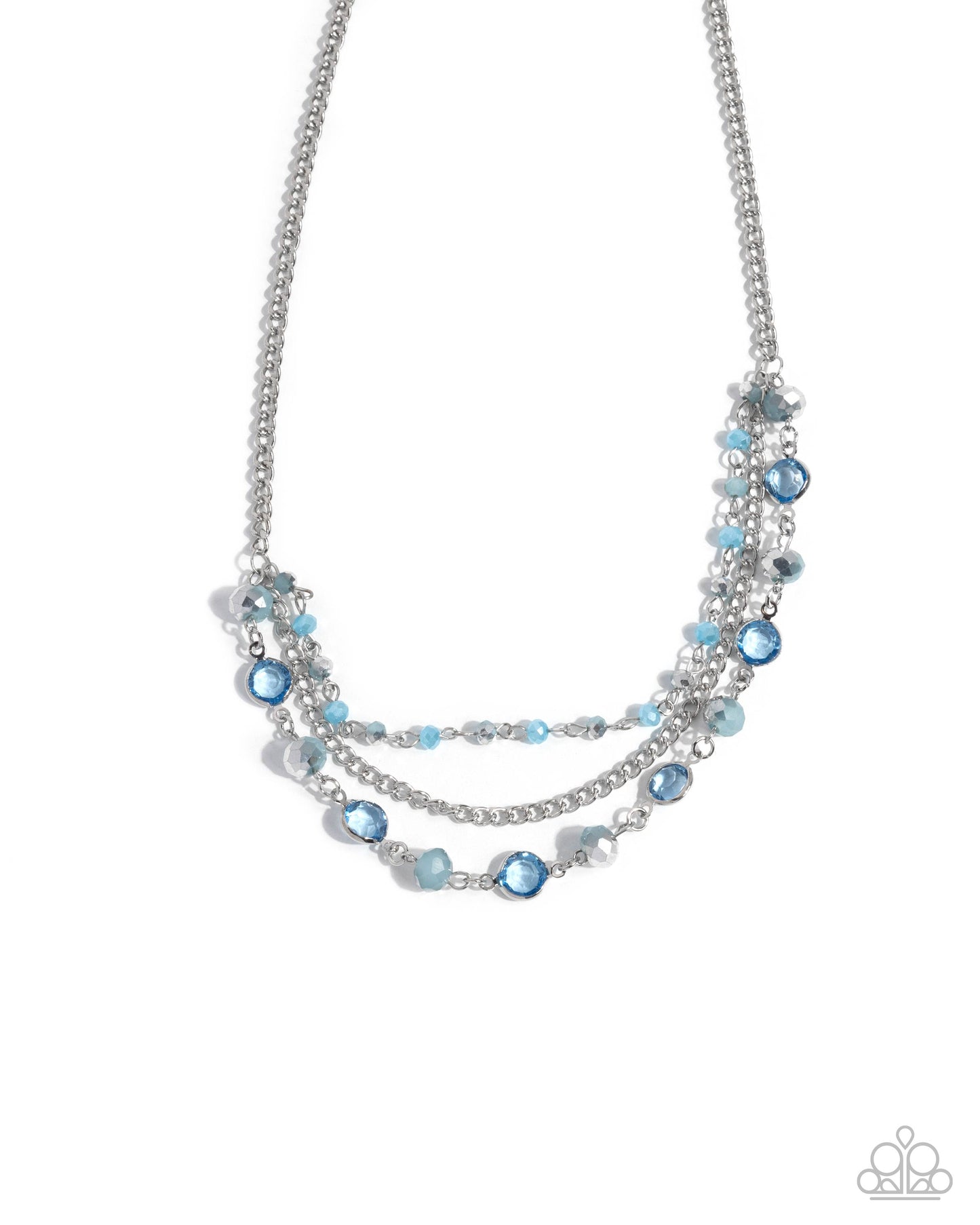 Charismatic Cascade - Blue UV Beads/Silver Chains Paparazzi Necklace & matching earrings