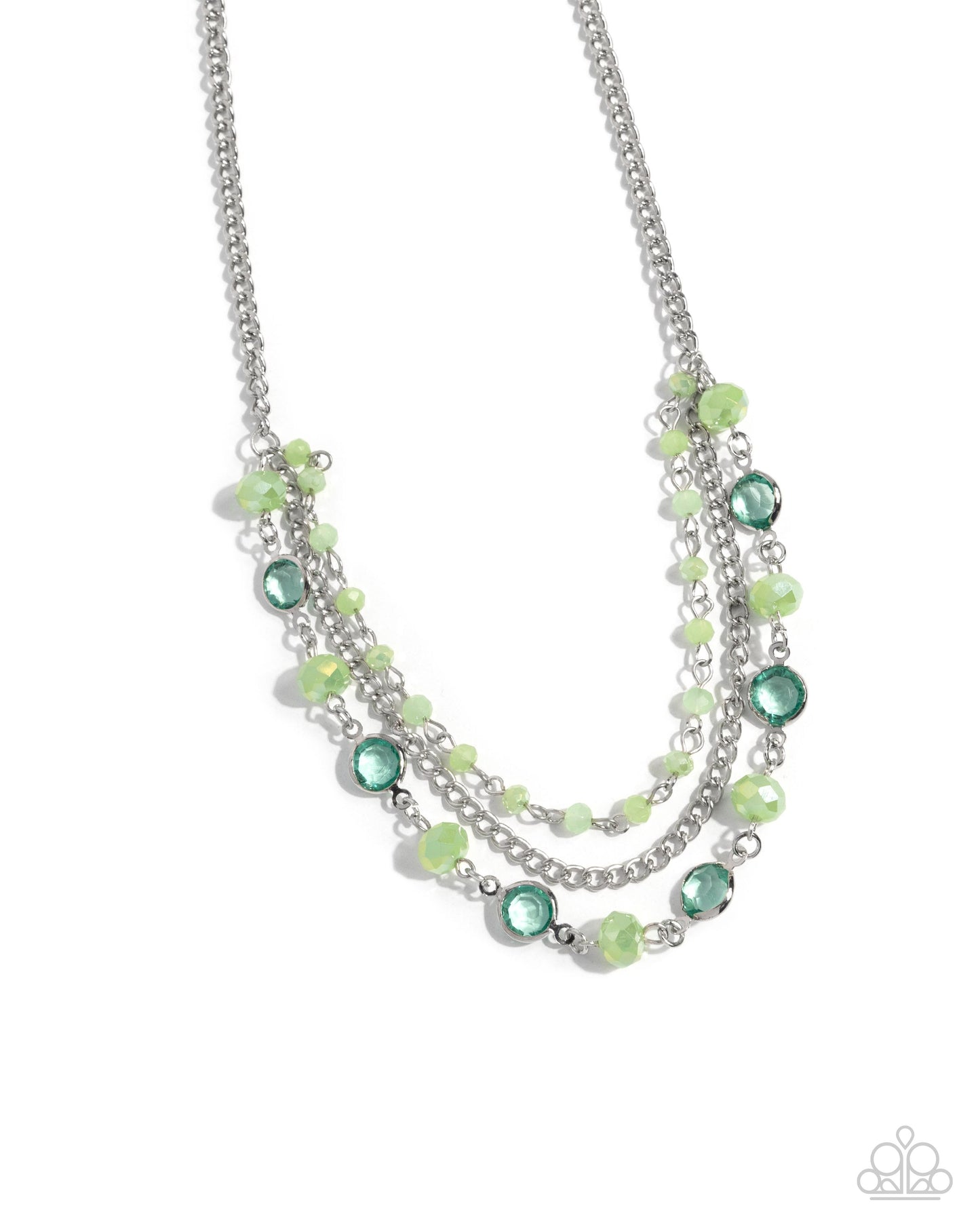 Charismatic Cascade - Green UV Beaded Paparazzi Necklace & matching earrings