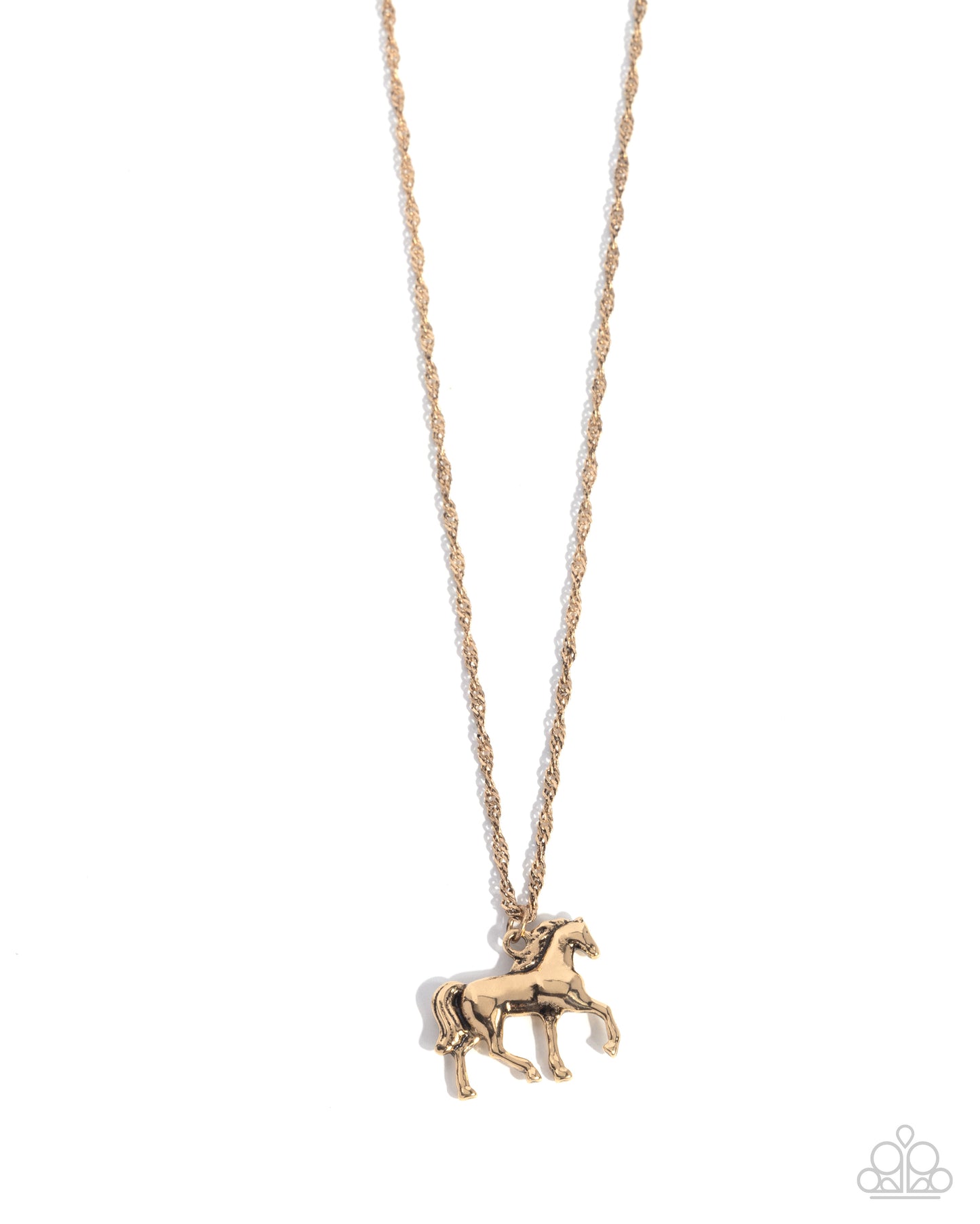 Stallion Statement - Gold Textured Stallion Pendant Paparazzi Necklace & matching earrings