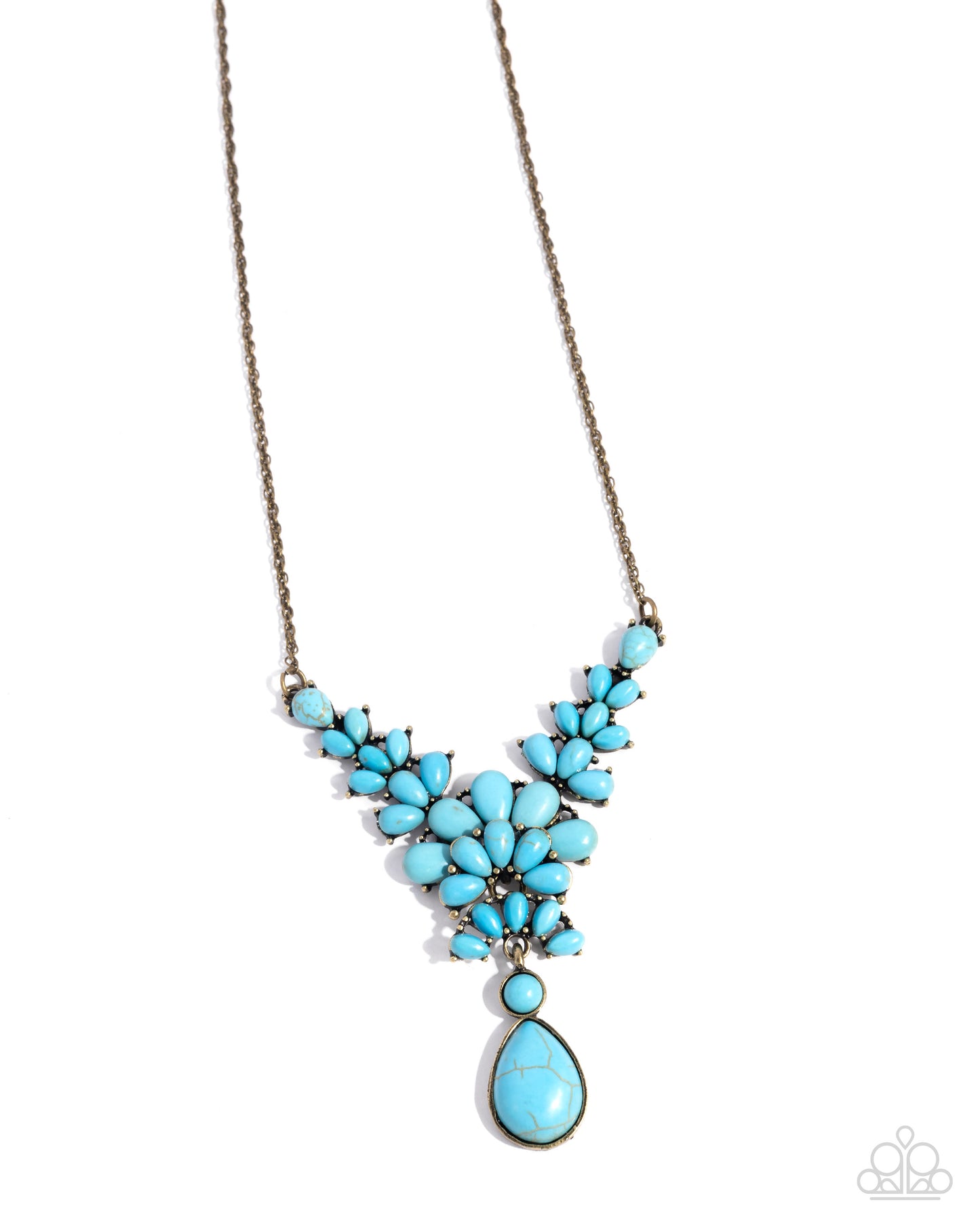 Haute Havoc - Brass Chain/Turquoise Stones Paparazzi Necklace & matching earrings