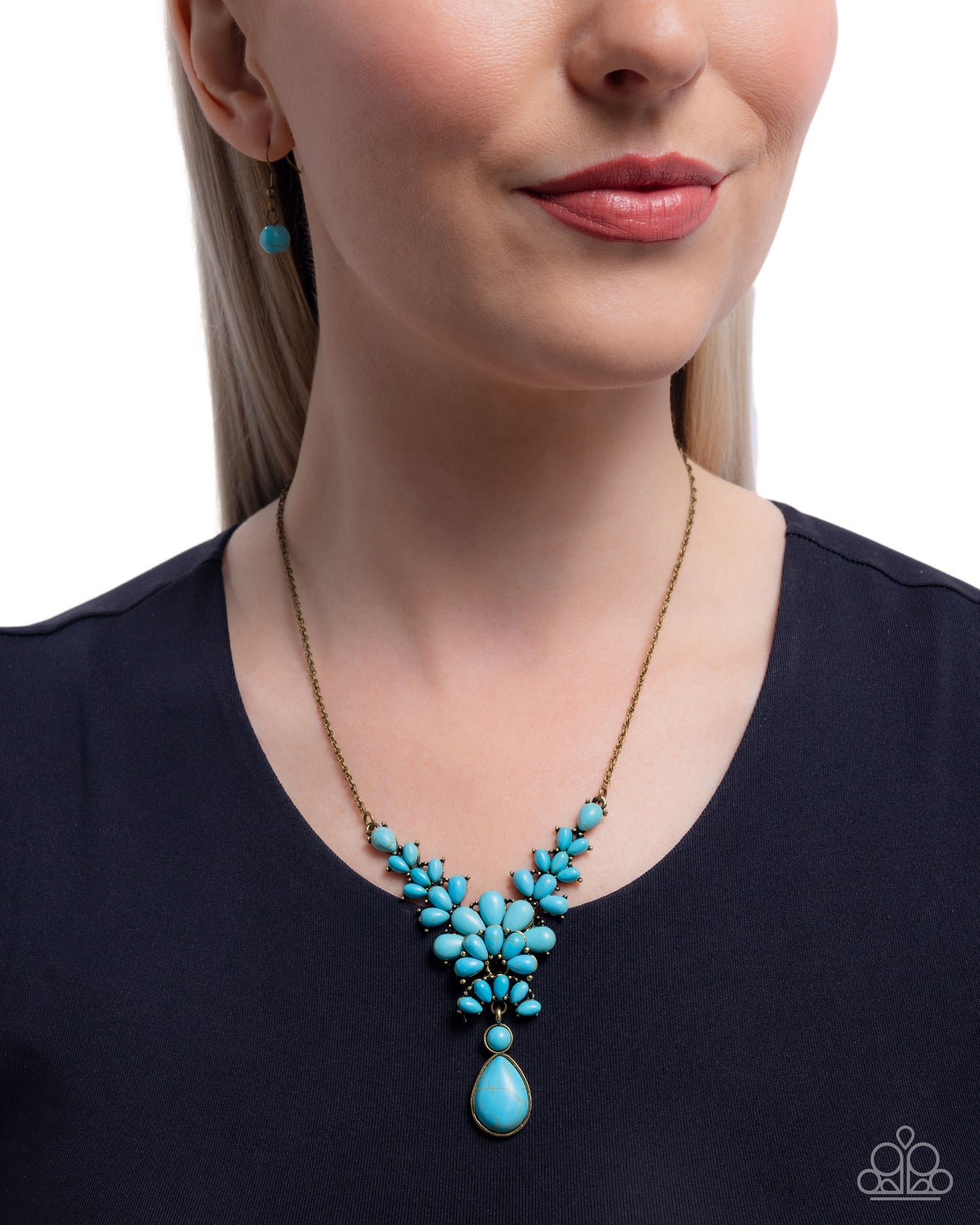 Haute Havoc - Brass Chain/Turquoise Stones Paparazzi Necklace & matching earrings