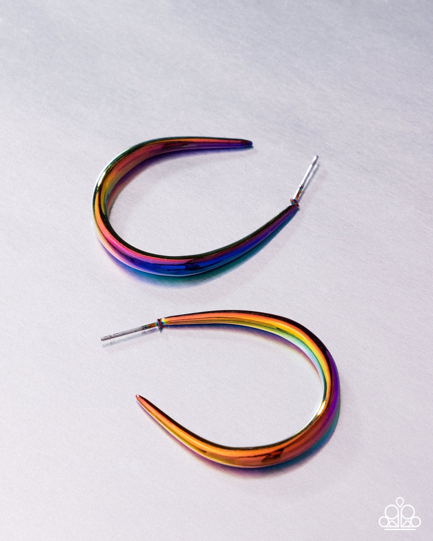CURVE Your Appetite - Multicolor Oil Spill Asymmetrical Hoop Paparazzi Earrings