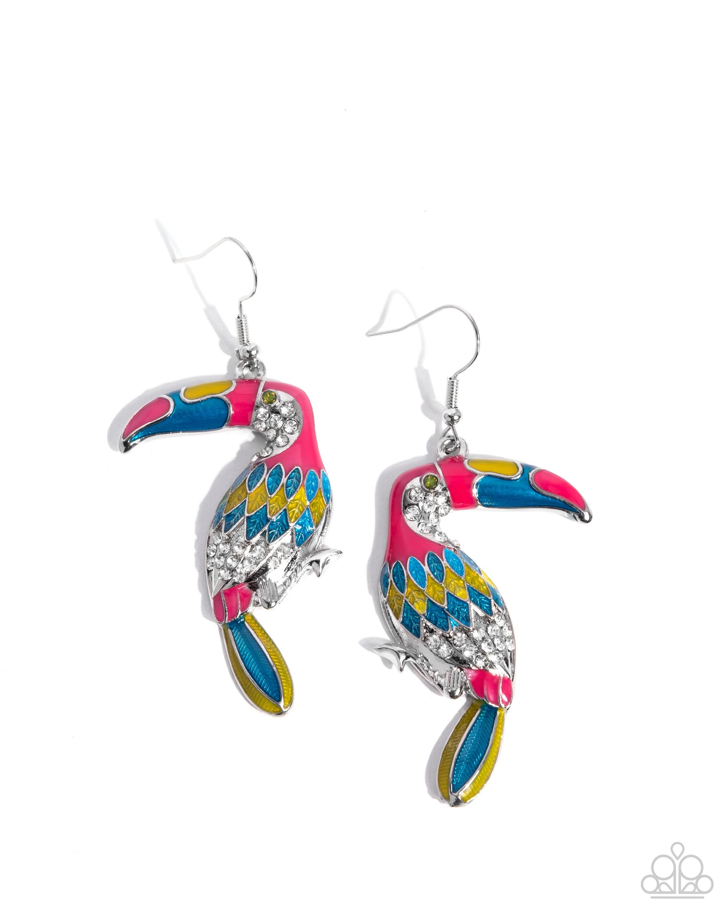 Toucan Tourist - Pink, Blue, Yellow Toucan Paparazzi Earrings