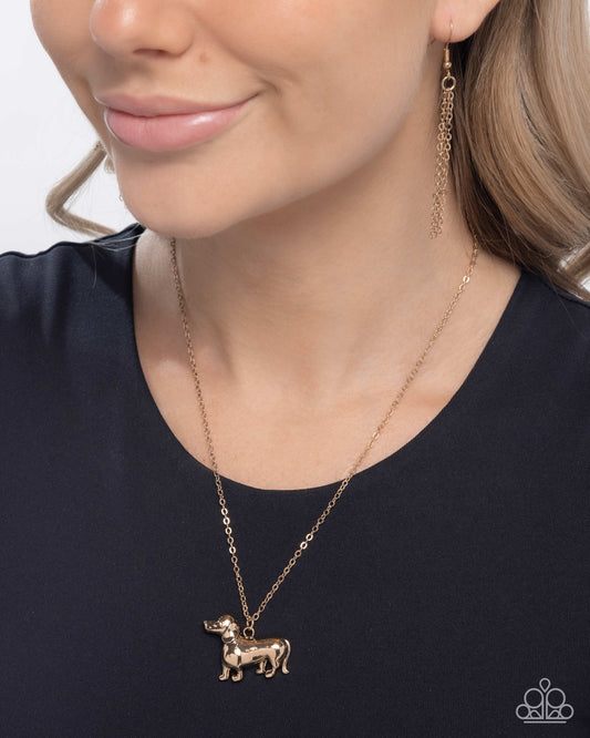 Darling Dachshund - Gold Dachshund Pendant Paparazzi Necklace & matching earrings